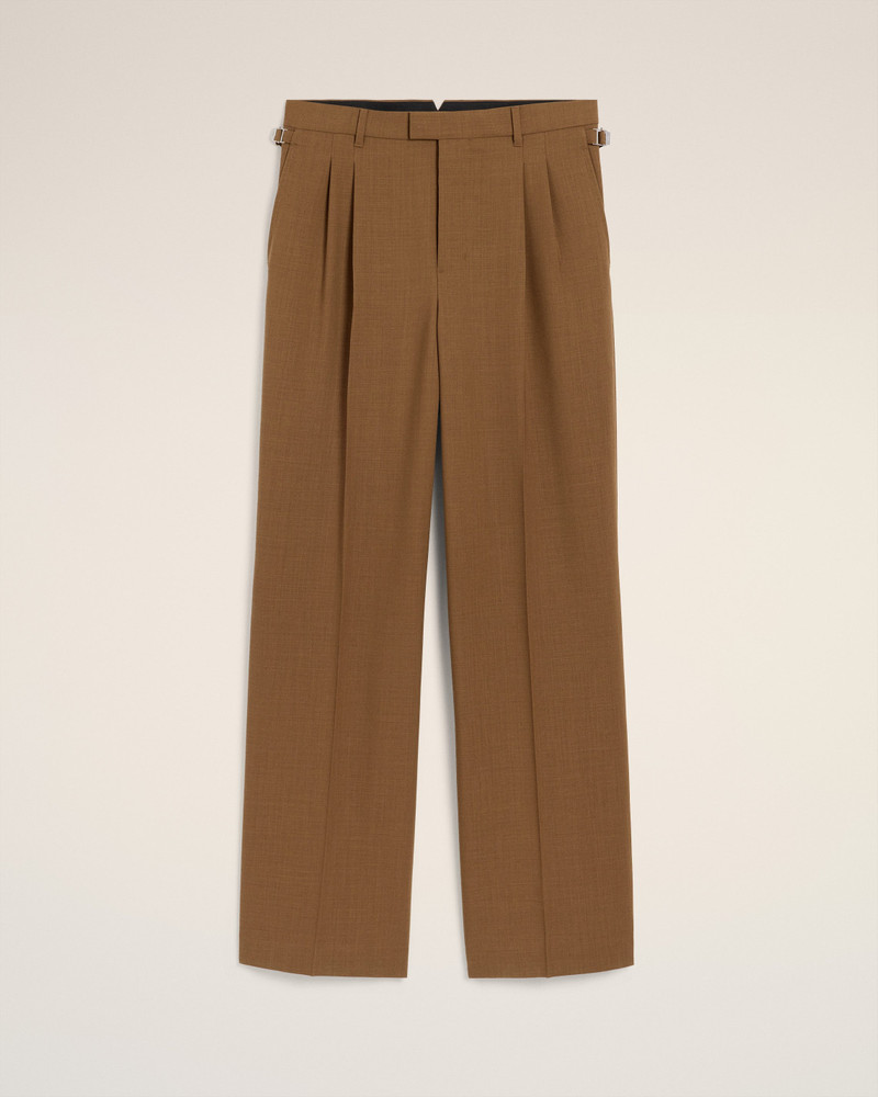 BROWN WOOL TABS WIDE TROUSERS 7