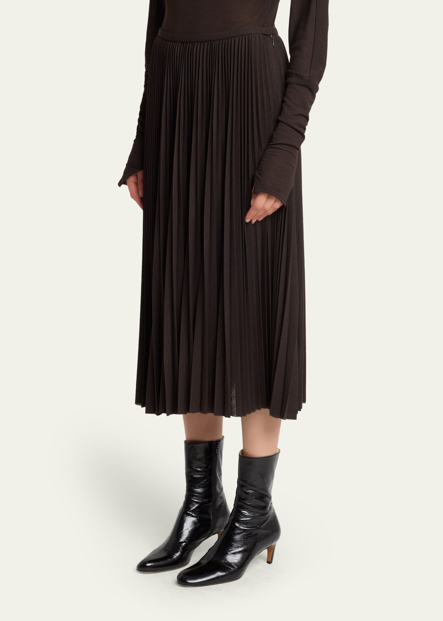 Eda Pleated Jersey Midi Skirt - 4