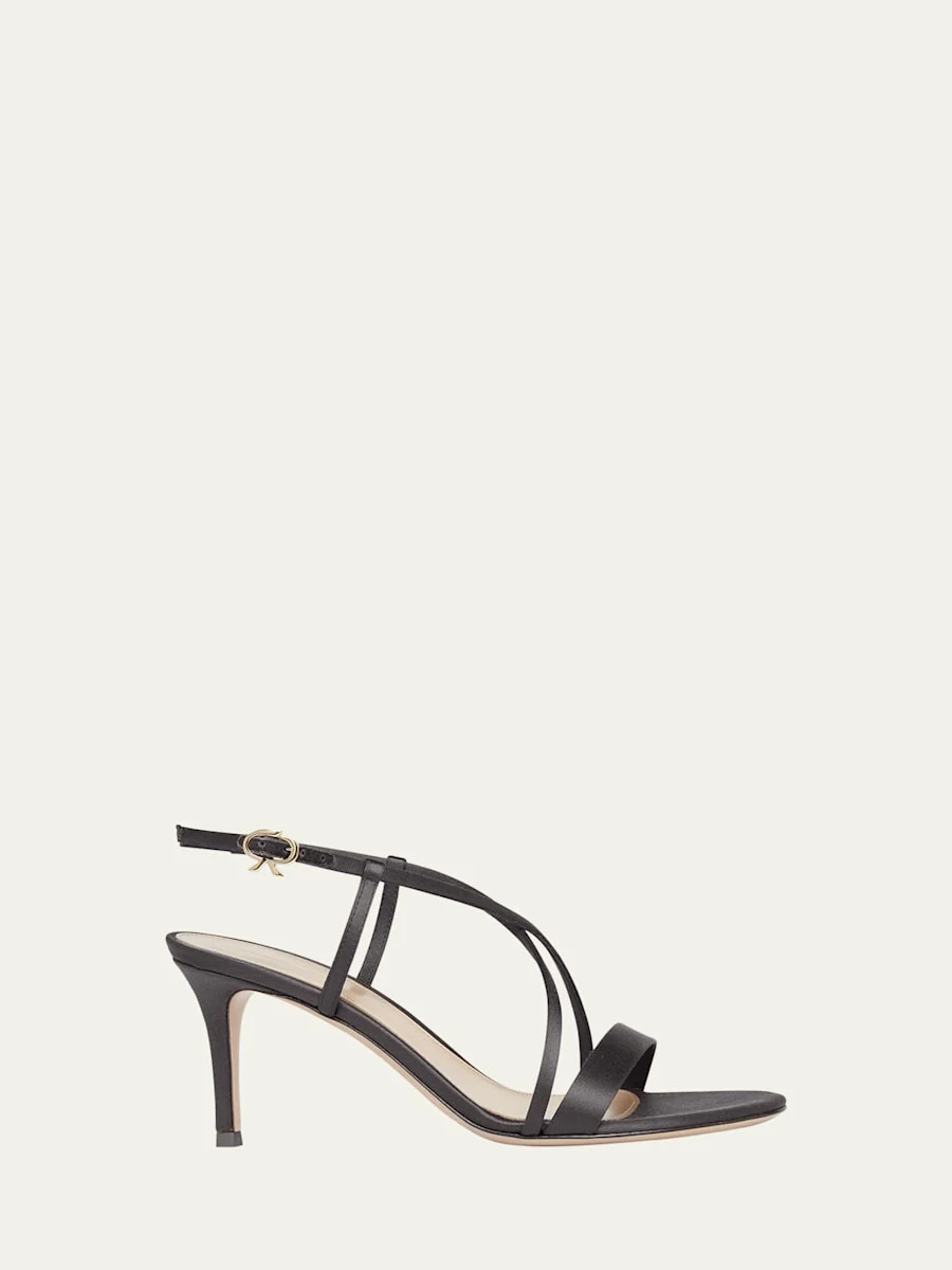 Crepe Satin Crisscross Strappy Stiletto Sandals - 1
