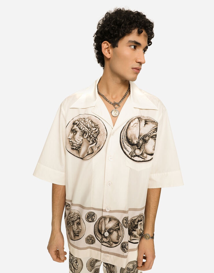Coin print poplin Hawaiian shirt - 4