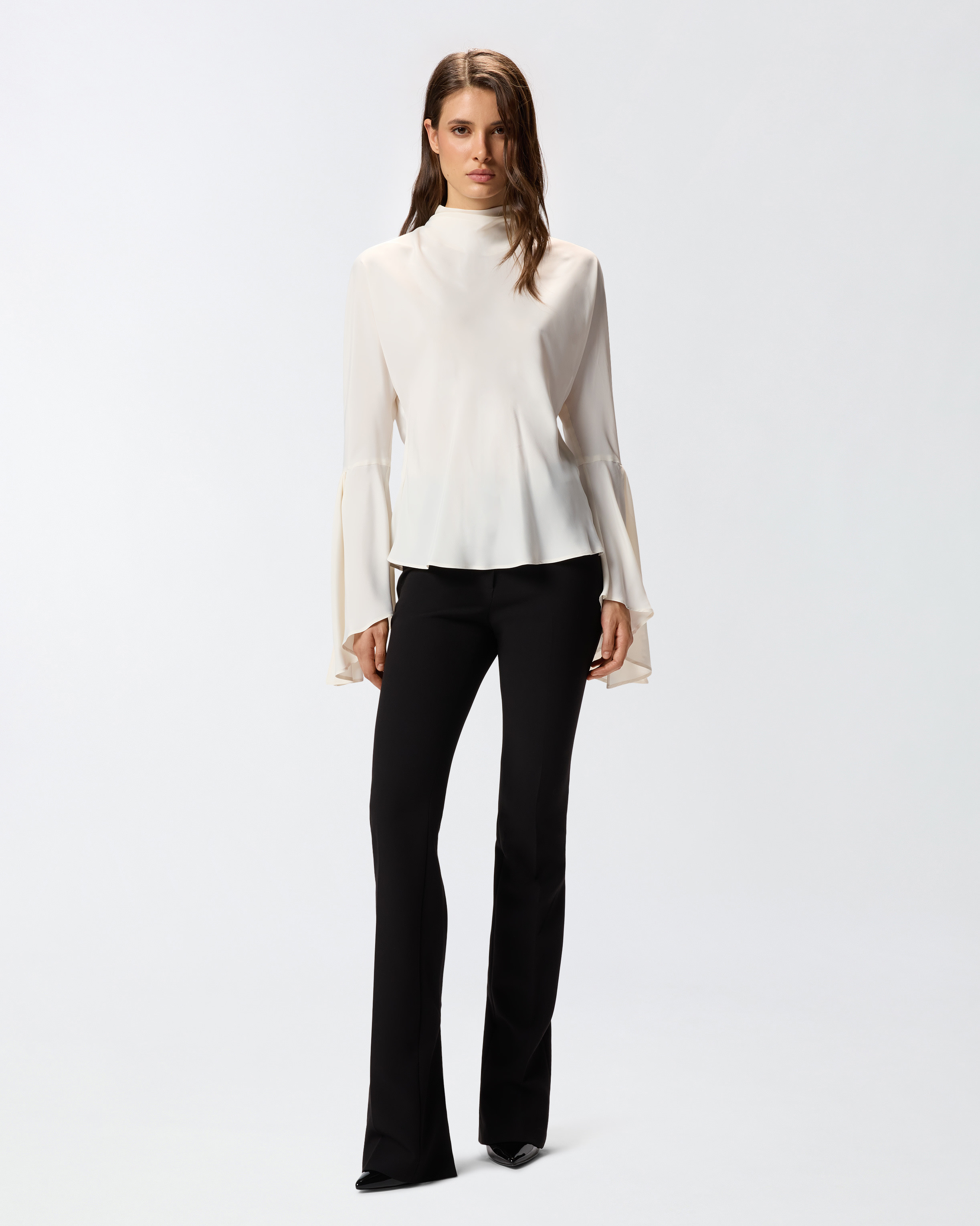 CREPE DE CHINE BLOUSE WITH REAR NECKLINE - 3