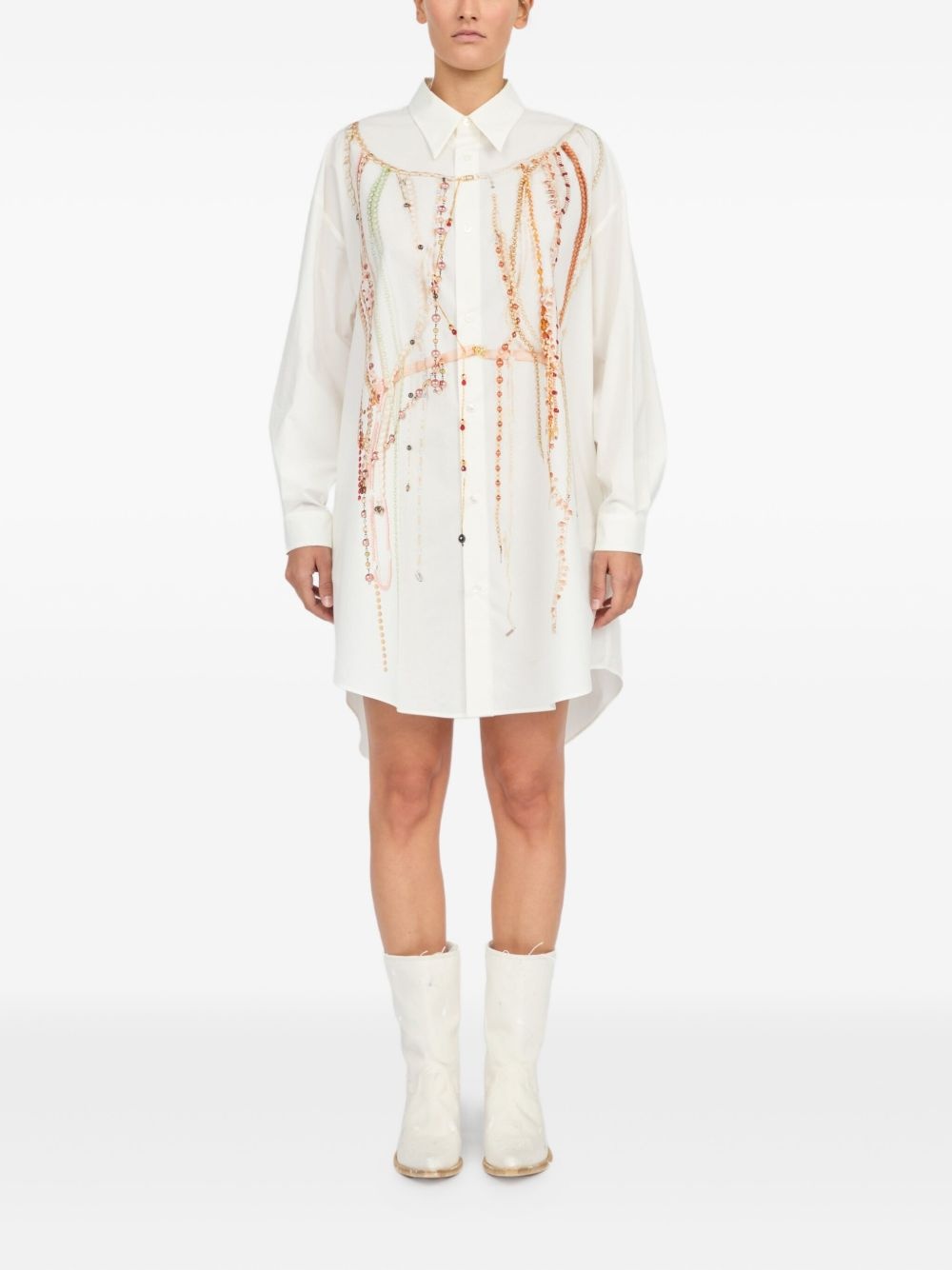 bead detailing shirt dress - 2