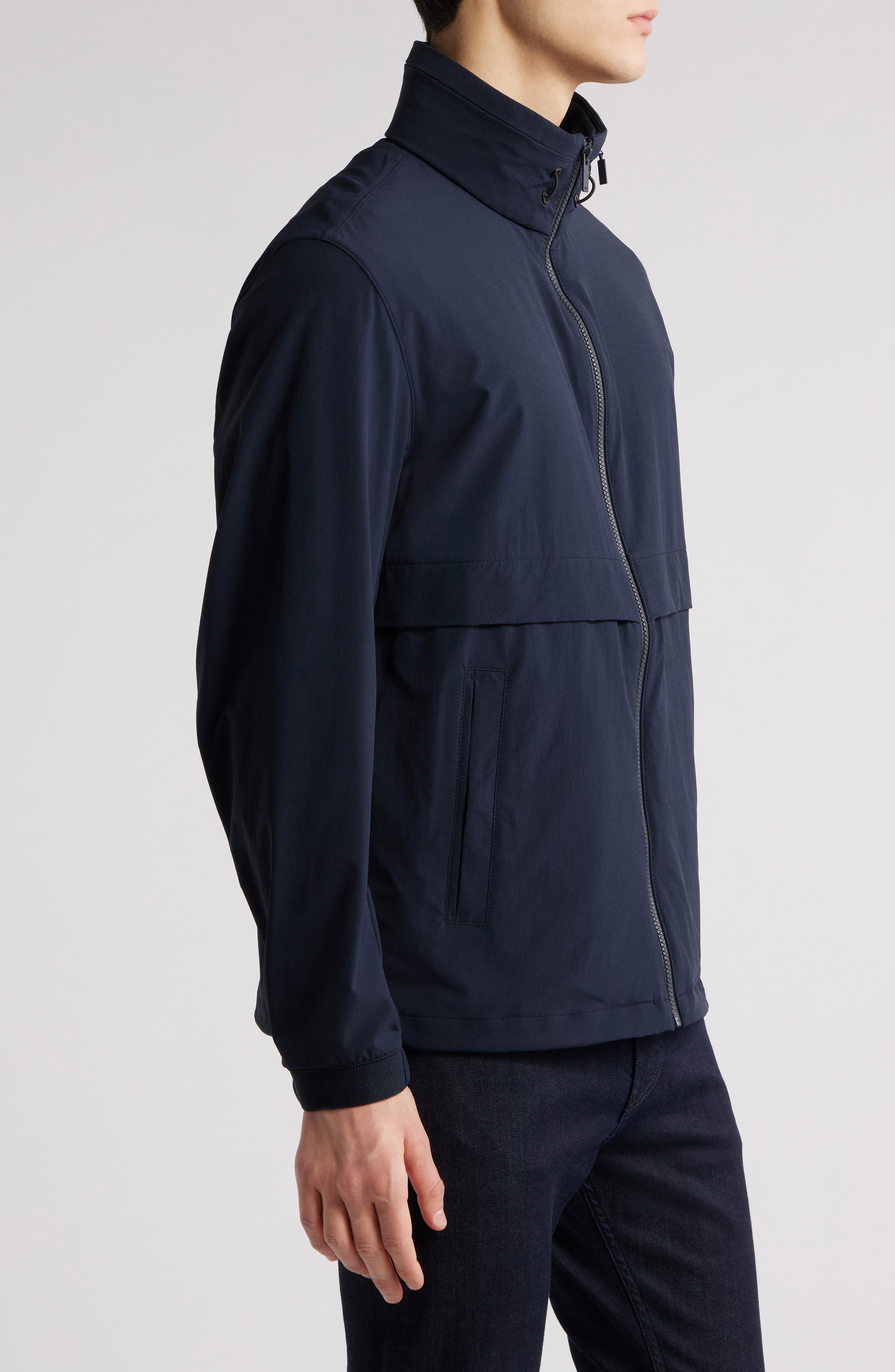 BOSS Caldar Hooded Zip-Up Jacket in Dark Blue at Nordstrom - 3