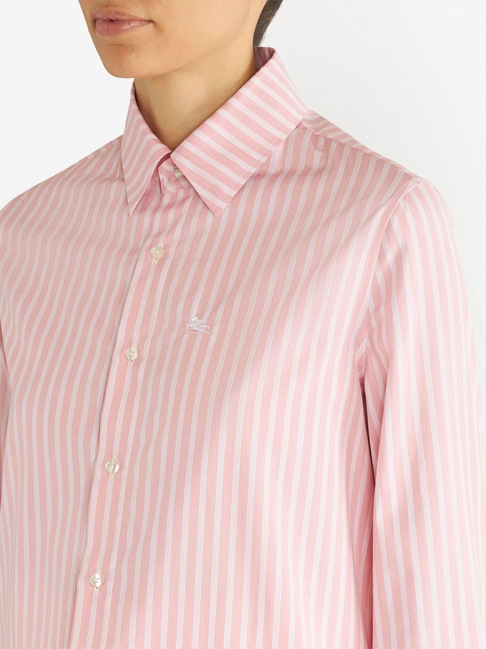 embroidered-logo striped shirt - 4