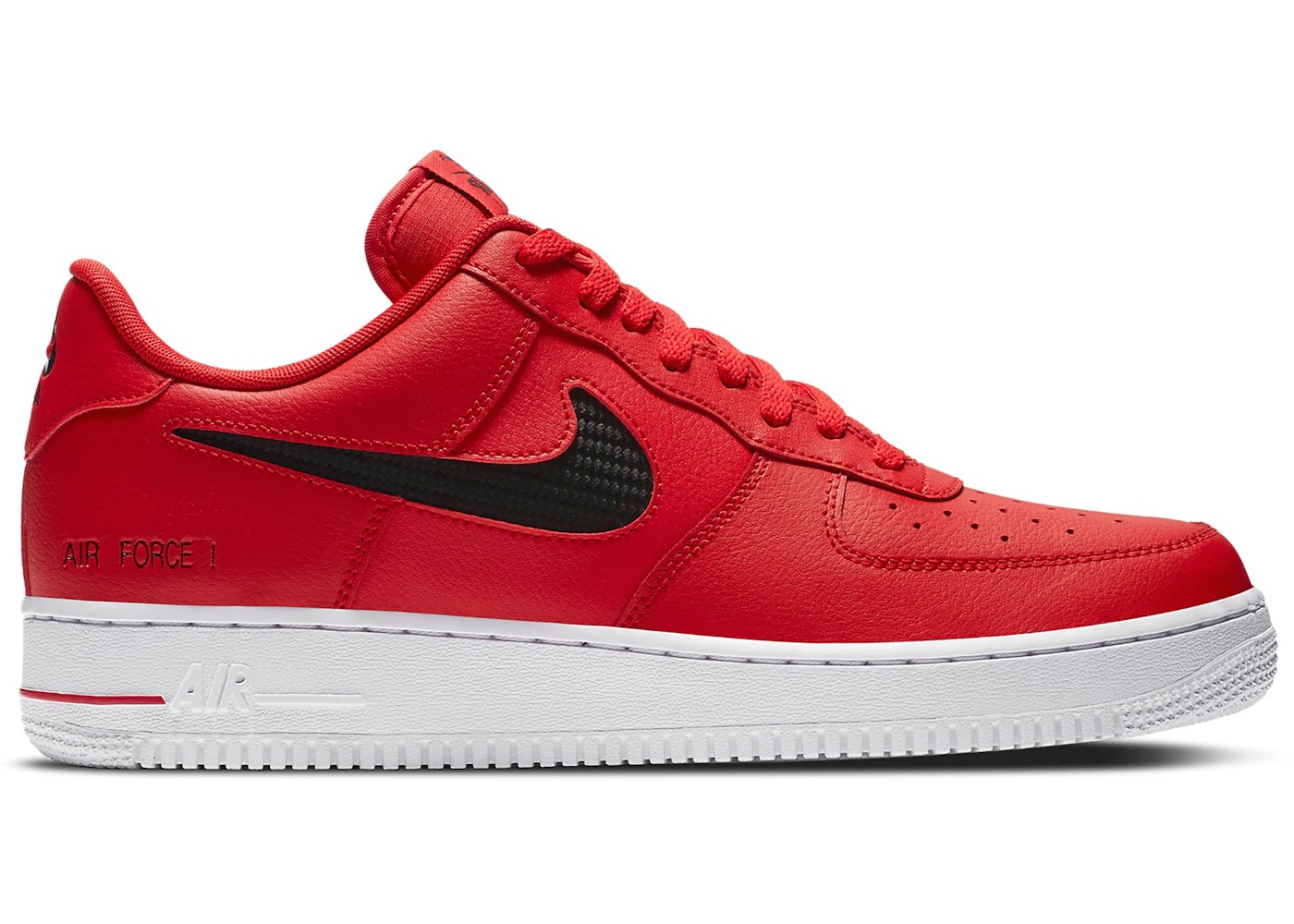 Nike Air Force 1 Low Cut Out Swoosh Red Black - 1