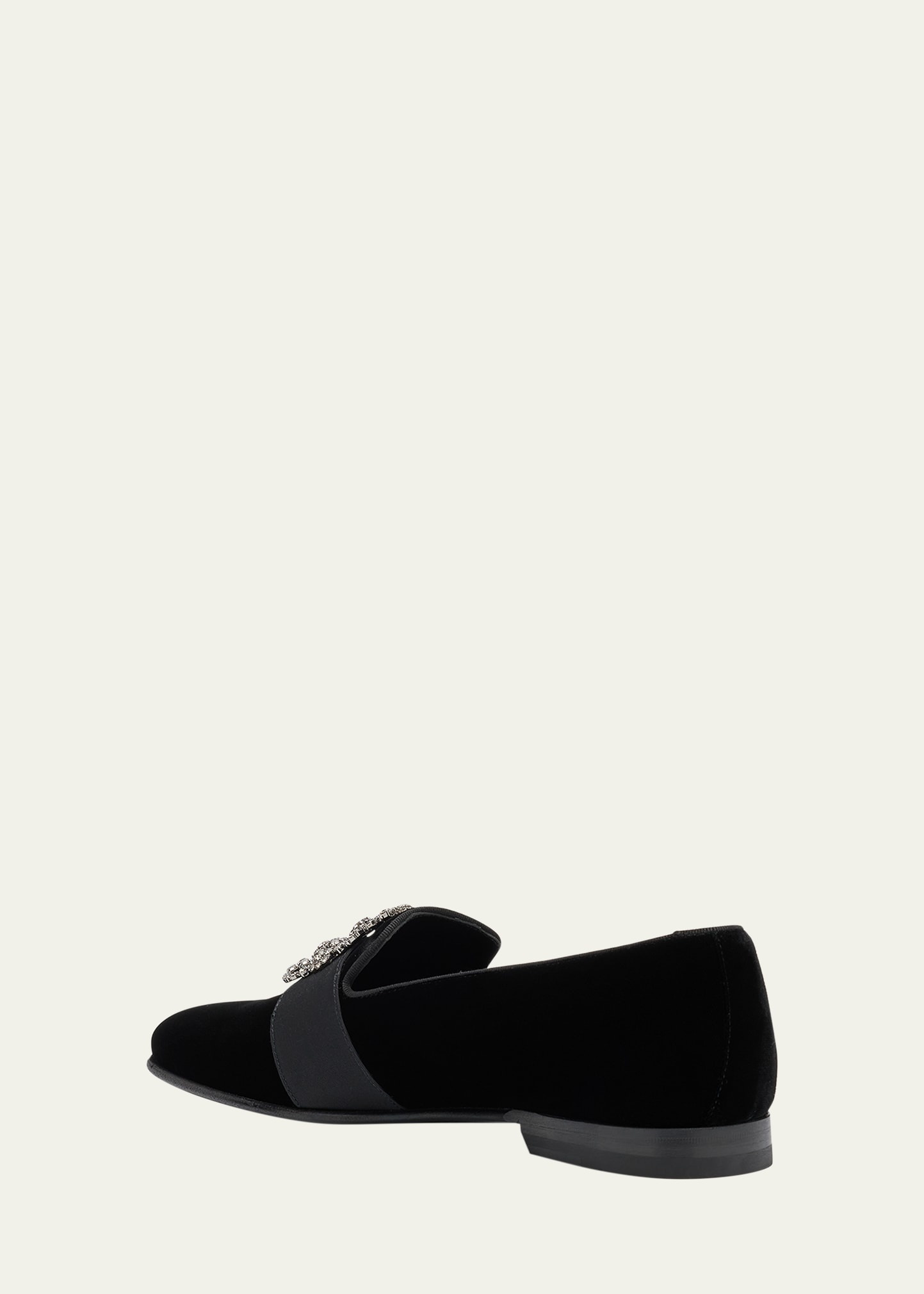 Men's Crystal Buckle Suede Loafers - 3
