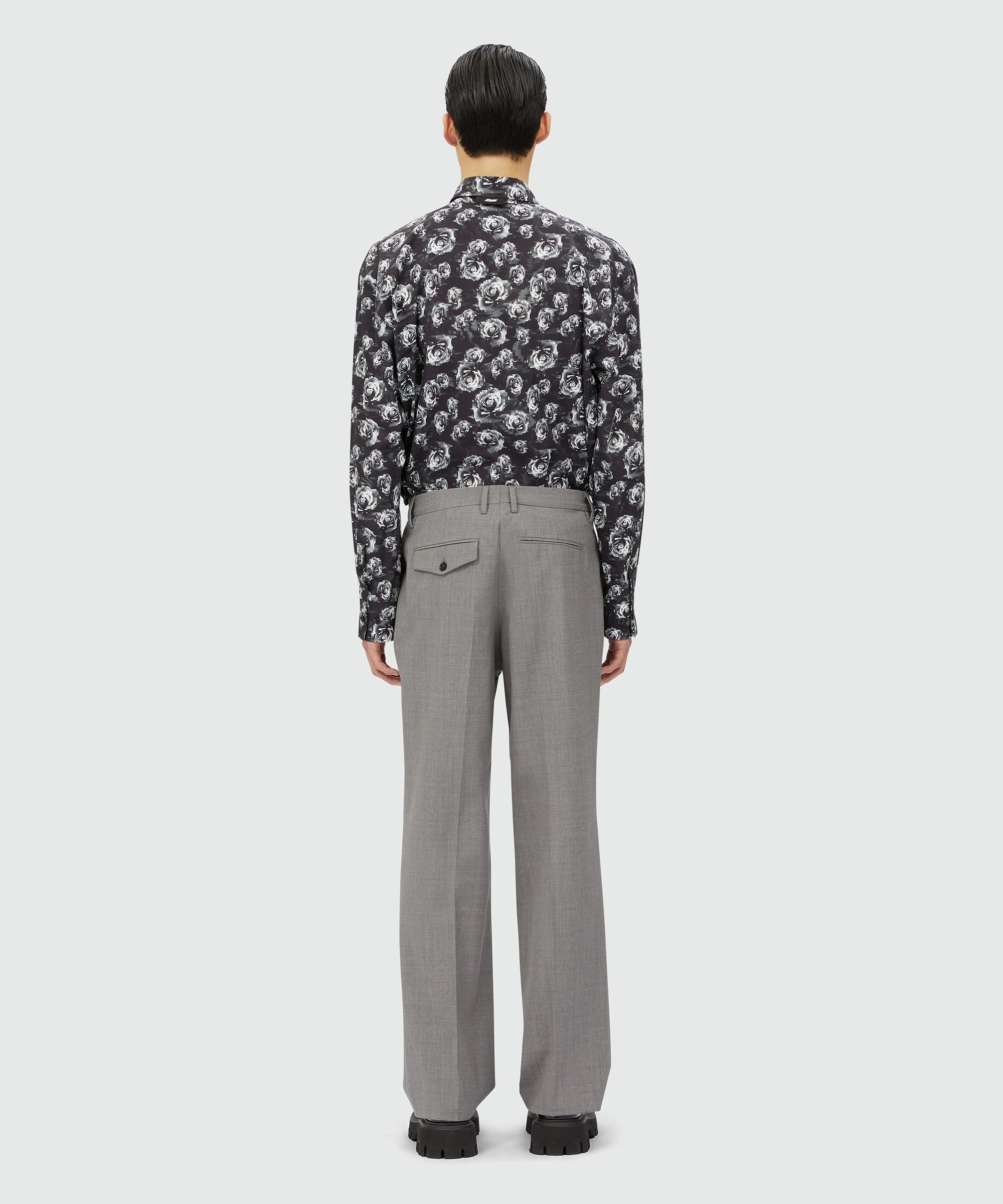 Grey virgin wool pants with pleats - 3