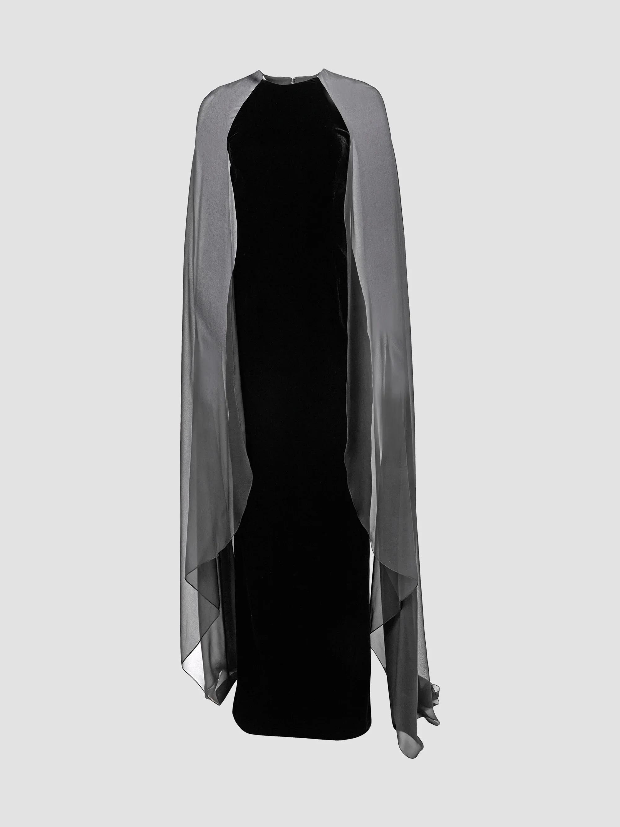 Women's Chalet Sheer-Cape Column Gown - Black - 1