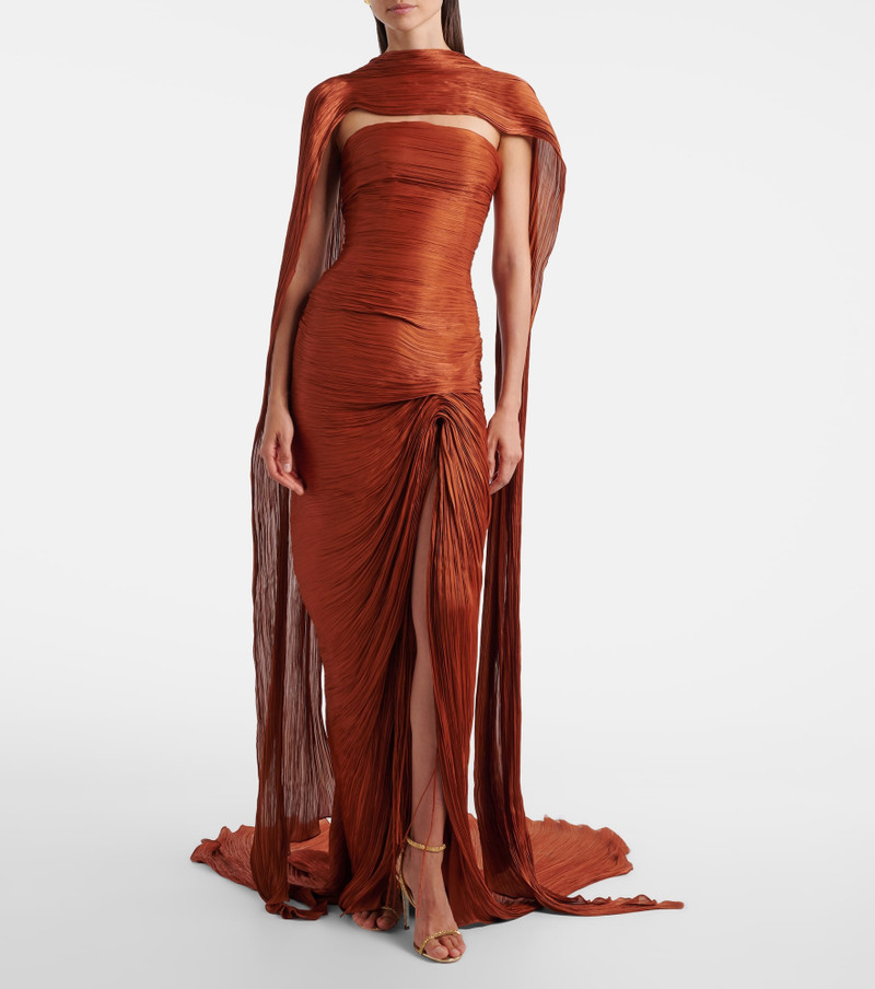 MARMAR HALIM Draped pleated scarf-detail gown outlook