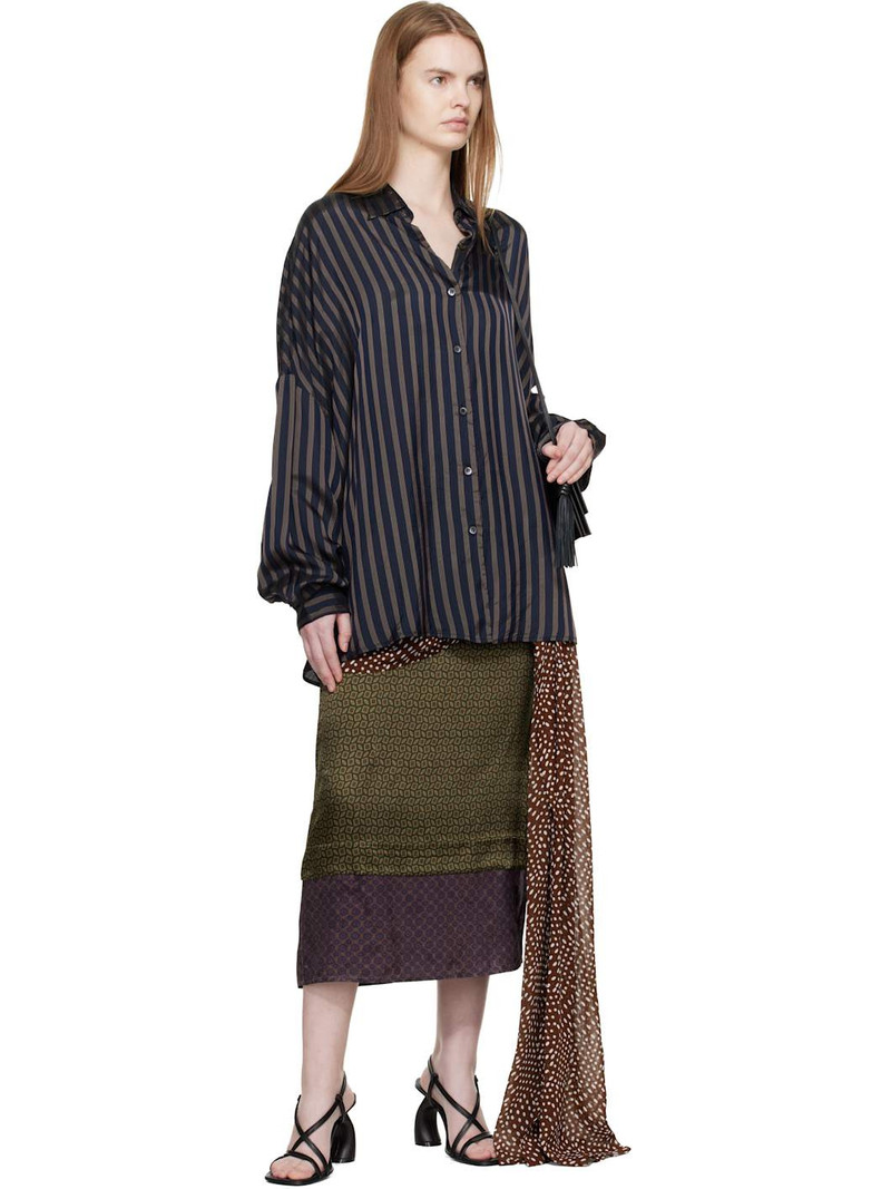 Dries Van Noten Navy Cotton Cocoon Shirt outlook