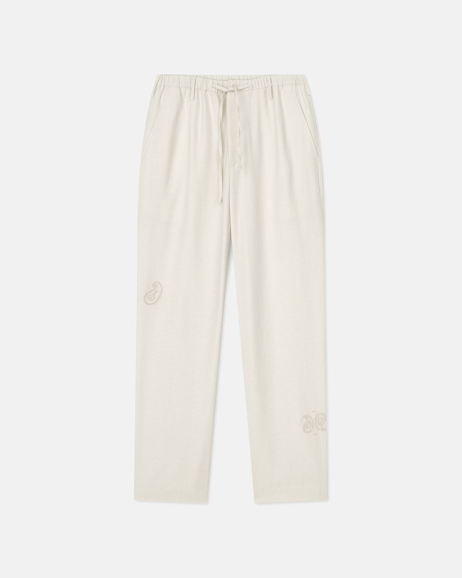 Embroidered Slub Pants - 1