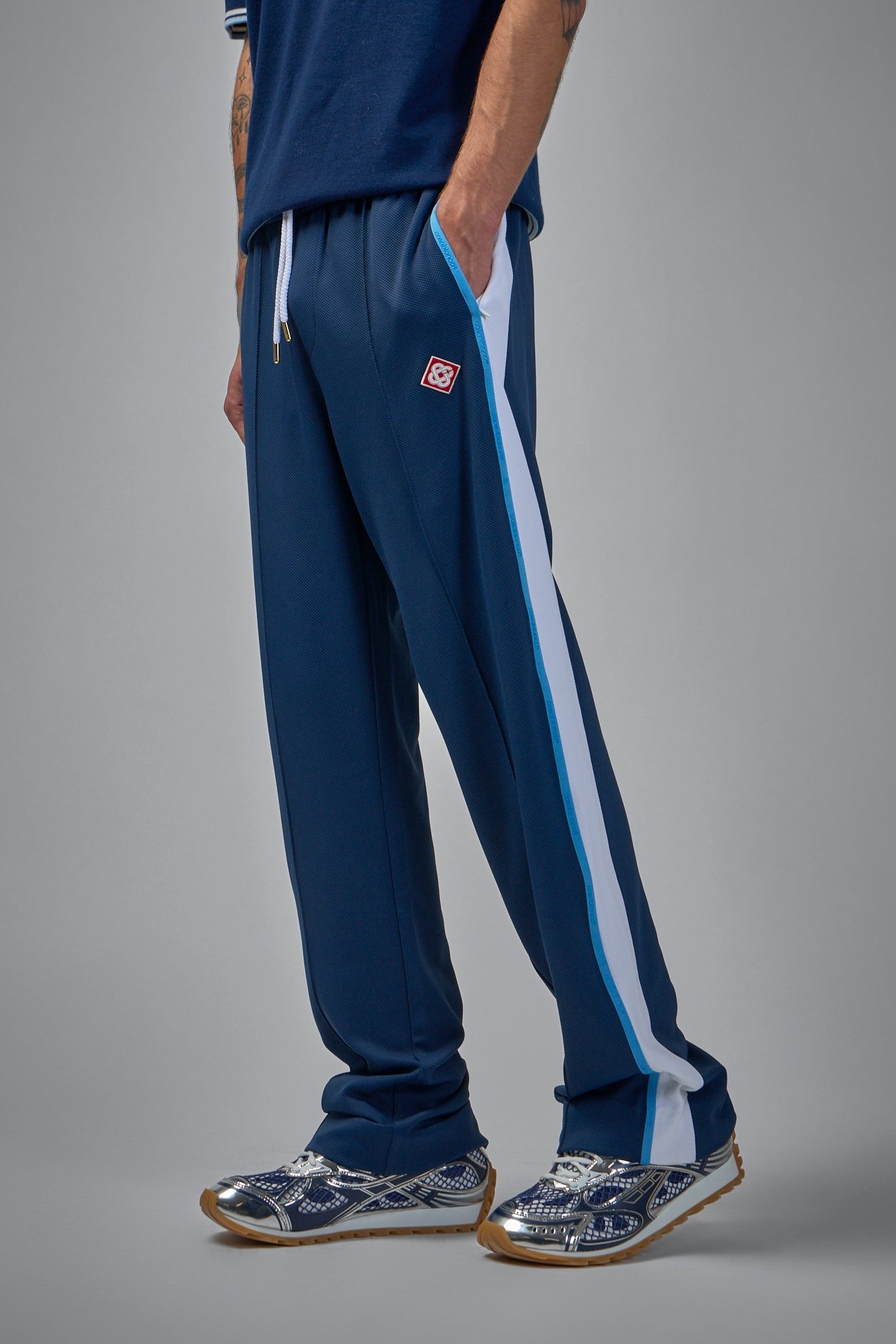 Mens Textured Trak Pants Round Pique - 4