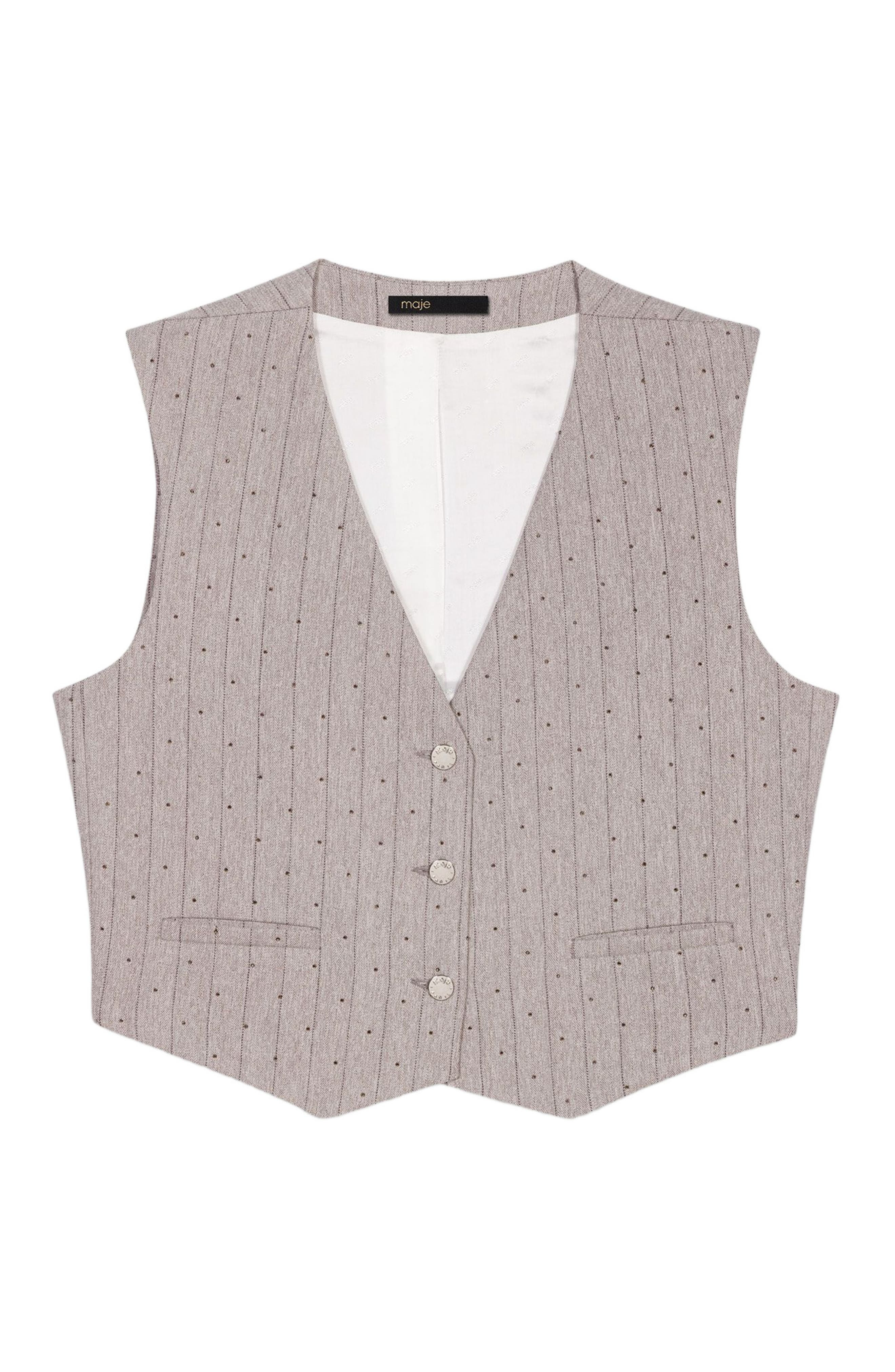 maje Diamanté tailored jacket in Light Grey at Nordstrom - 6