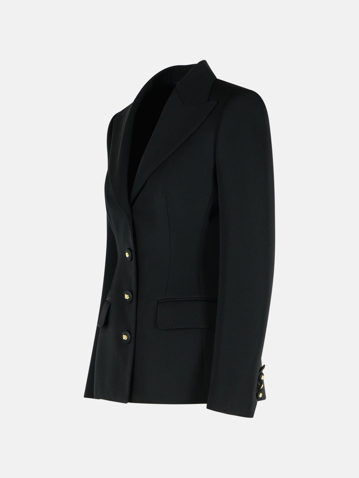 BLACK VIRGIN WOOL BLAZER - 2