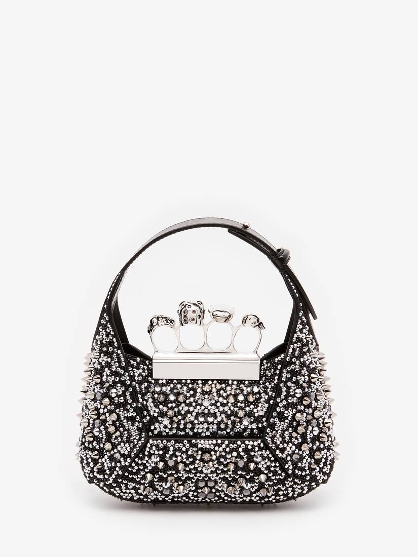 Women's The Jewelled Hobo Mini Bag in Black - 4