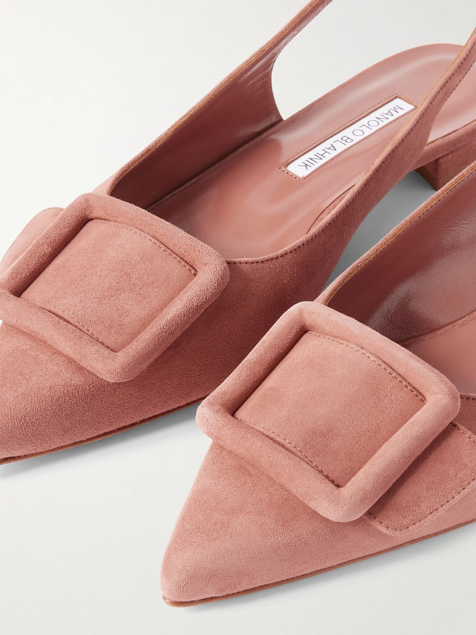 Maylura buckled suede slingback flats Pink - 4