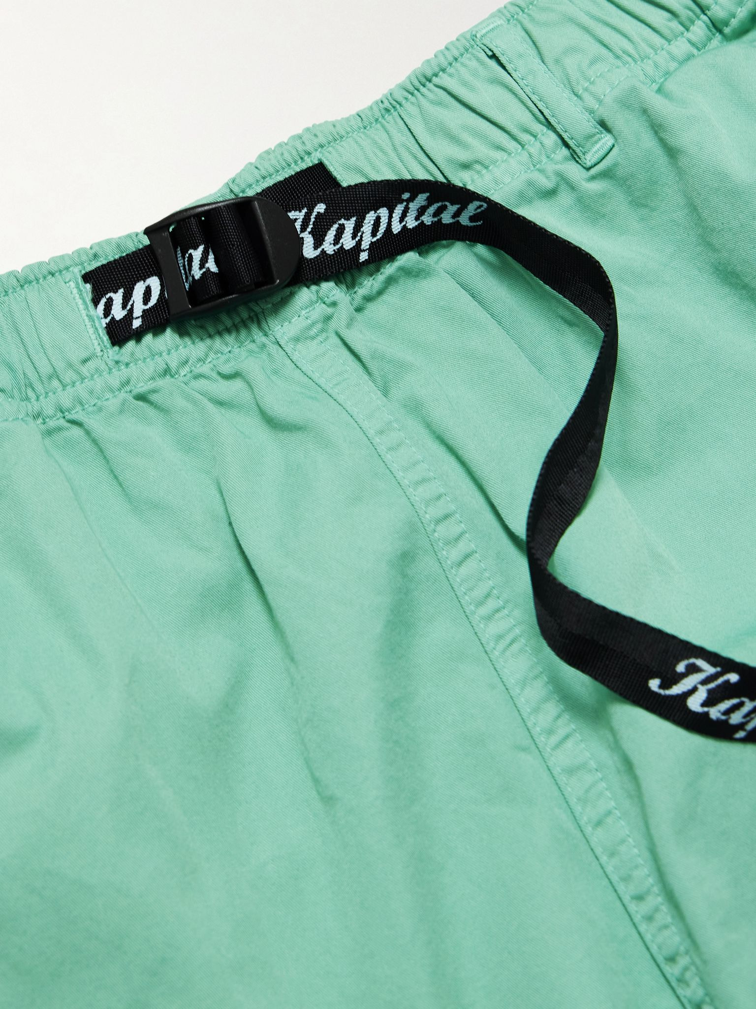 Easy Wide-Leg Belted Cotton-Twill Shorts Green - 5