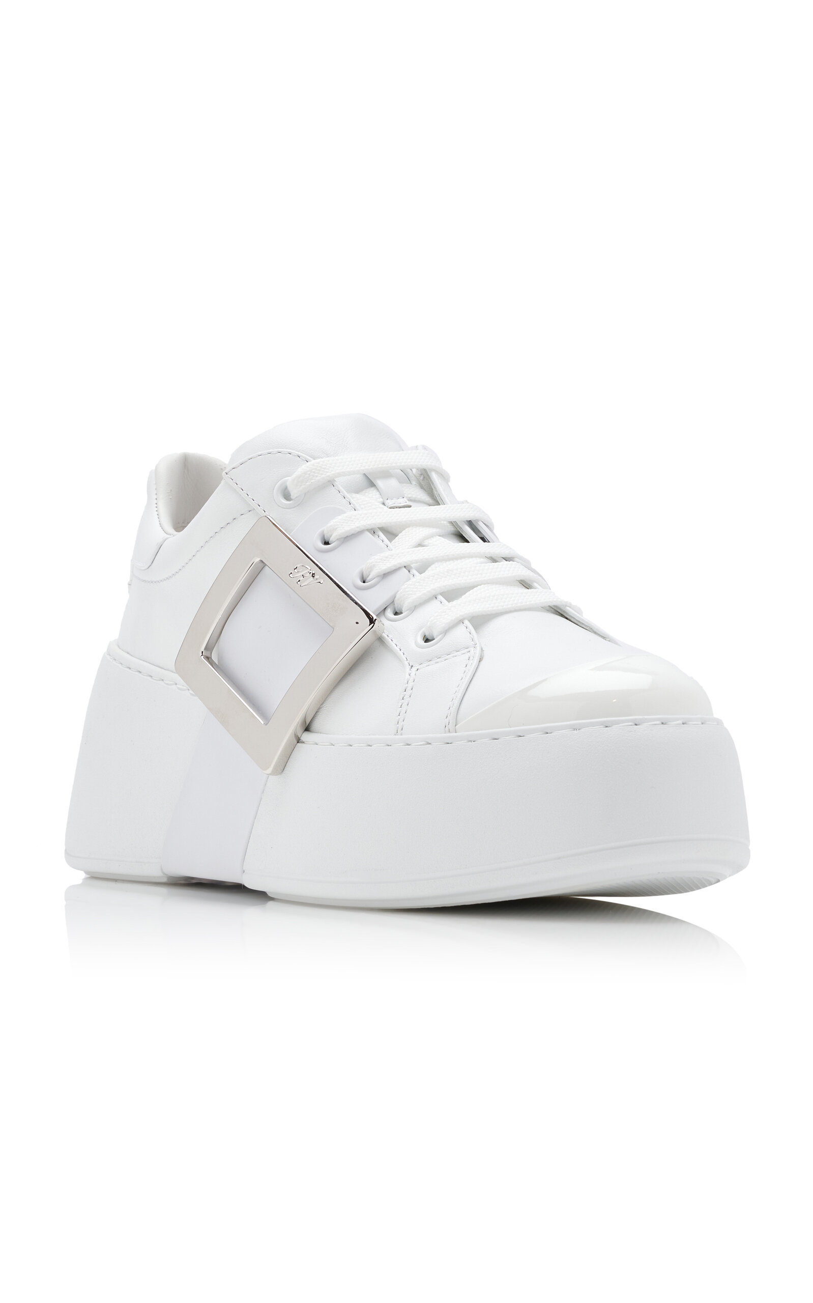 Viv Skate Buckle-Detailed Leather Sneakers white - 5