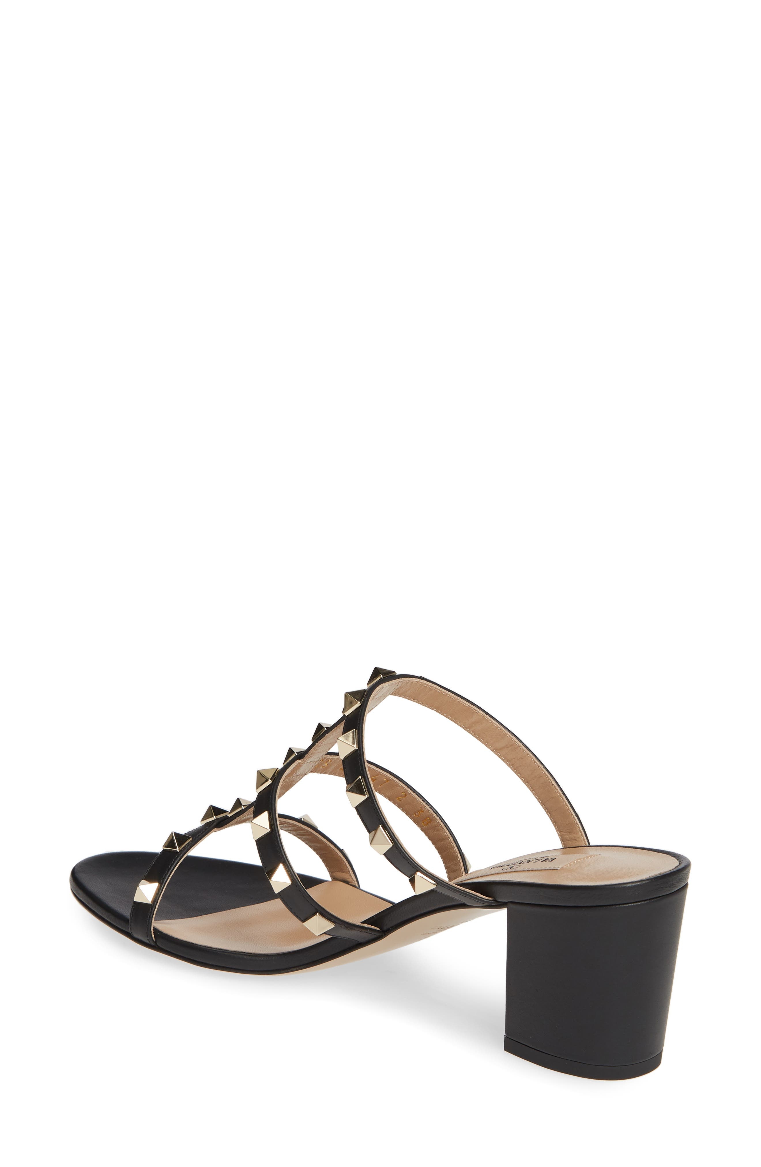 Valentino Garavani Rockstud Slide Sandal in 0No Nero/Gold at Nordstrom - 2