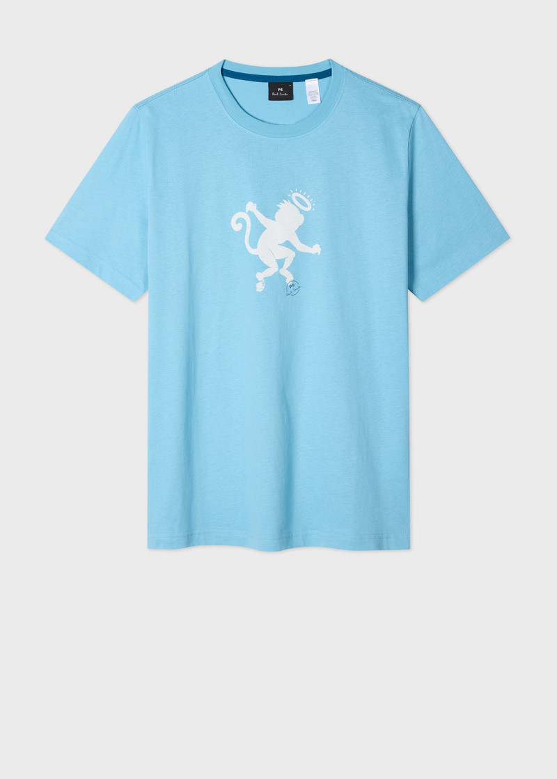 Light Blue 'Angel Monkey' Print T-Shirt 1