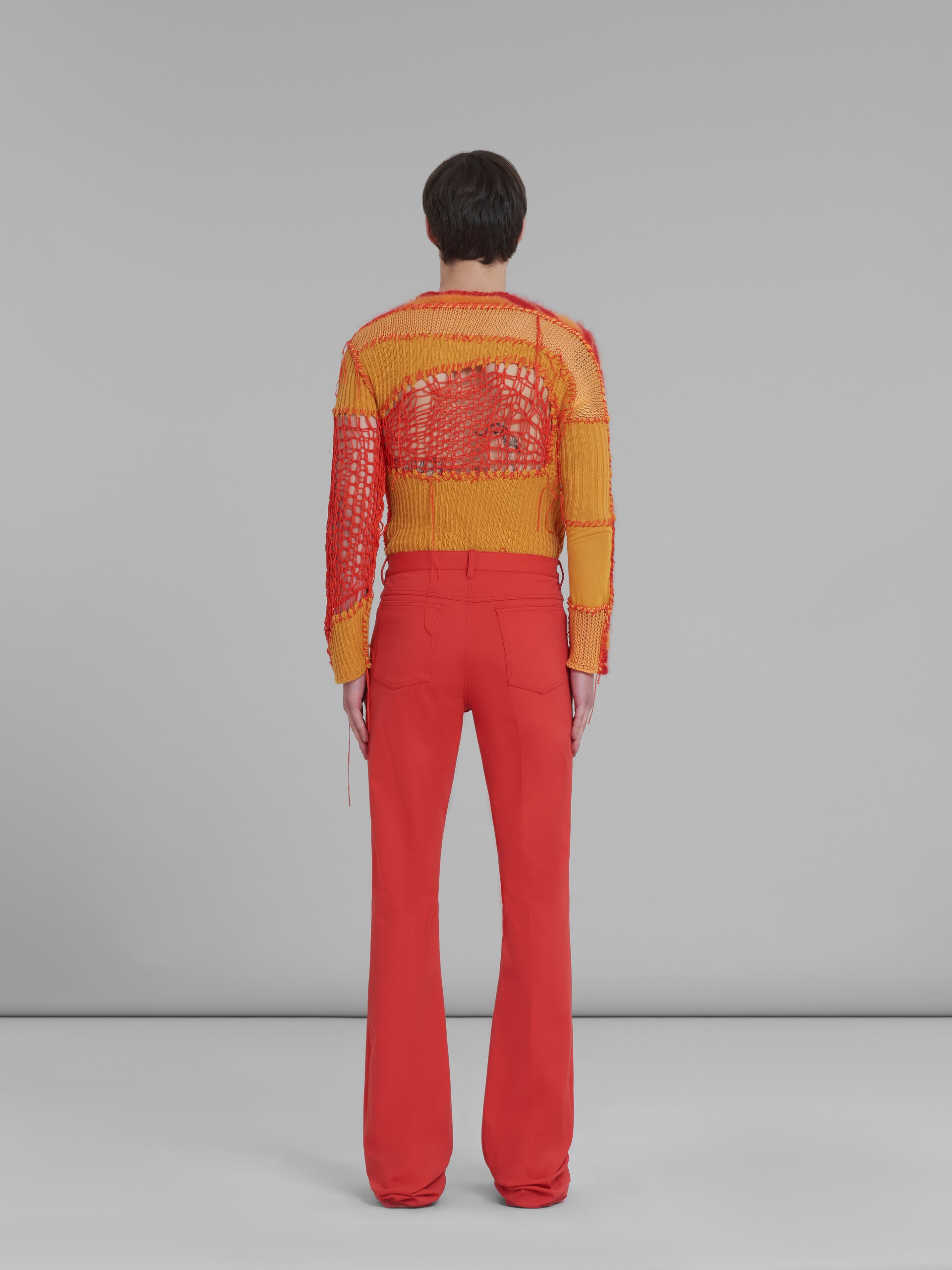 RED FLARED TROUSERS IN STRETCH JERSEY - 3