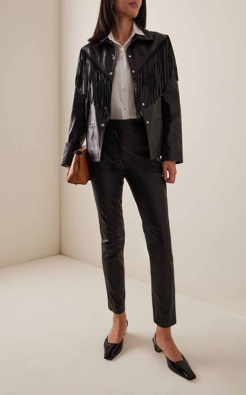 ROSETTA GETTY Leather Cropped Skinny Pants black outlook