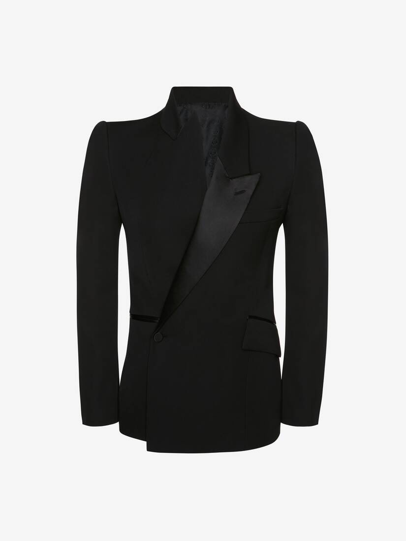 Men's Asymmetric Tuxedo Jacket in Black - 1