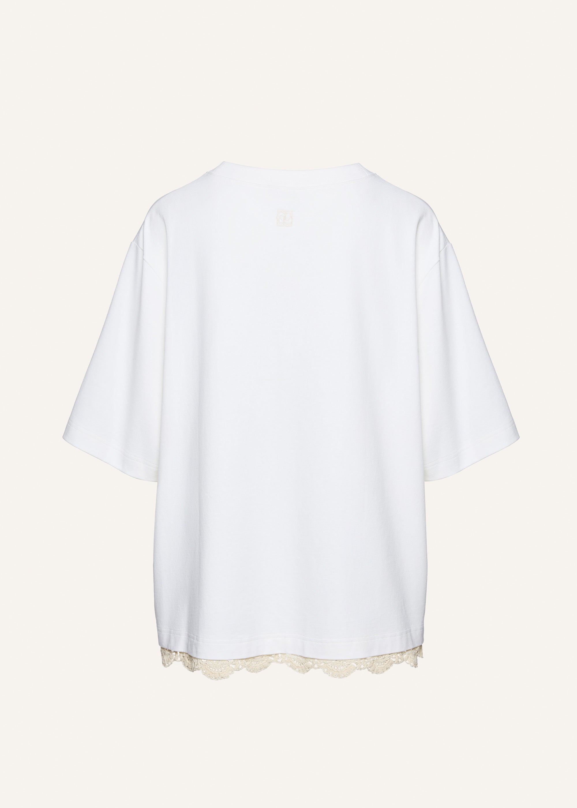 Lace detail oversized heavy t-shirt in white - 2