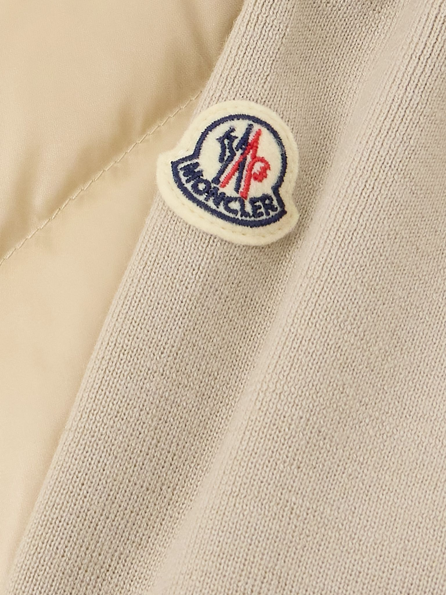 Apliquéd wool and quilted shell down cardigan Off-white - 5