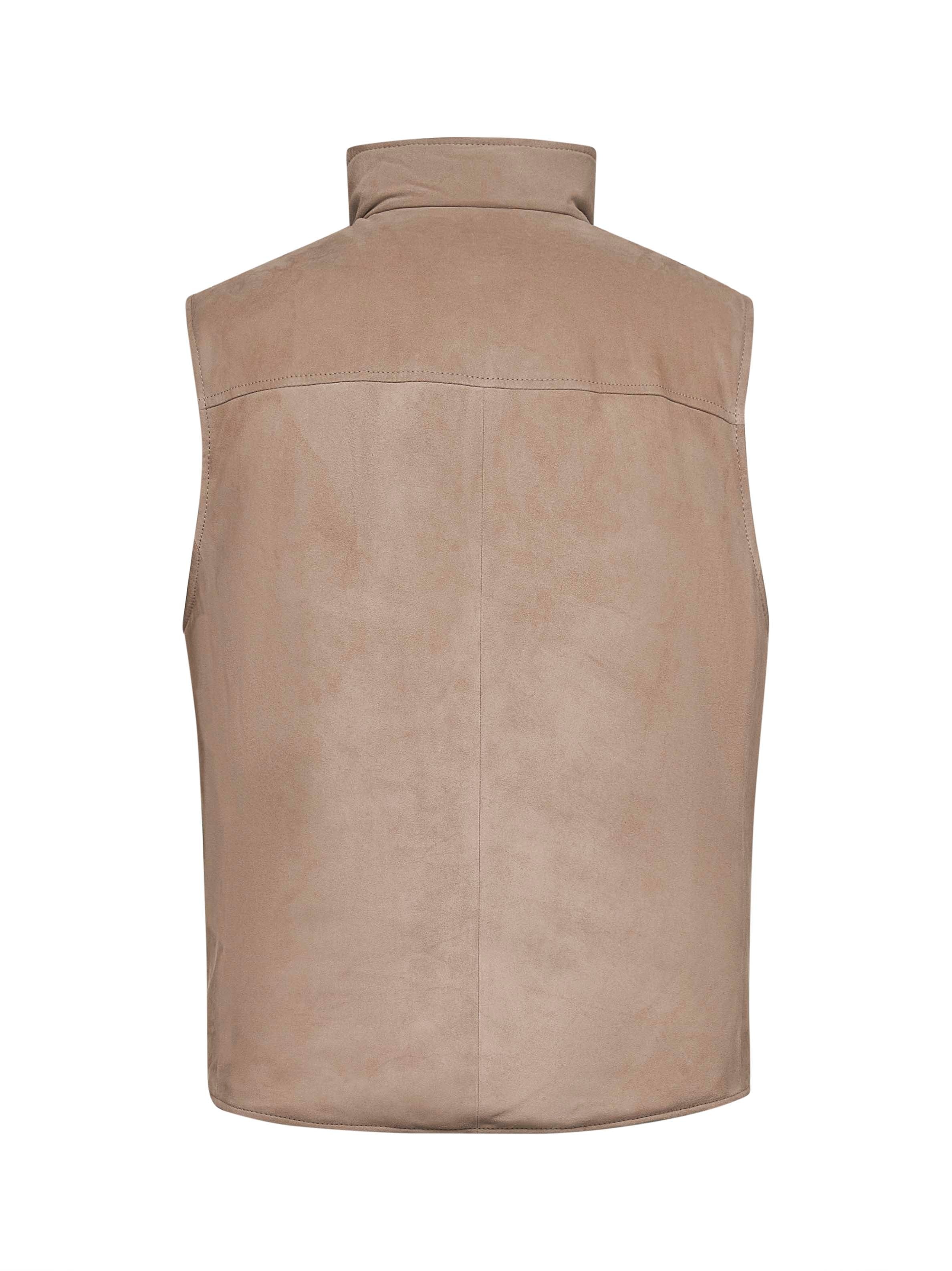 Beige suede sleeveless down jacket - 2