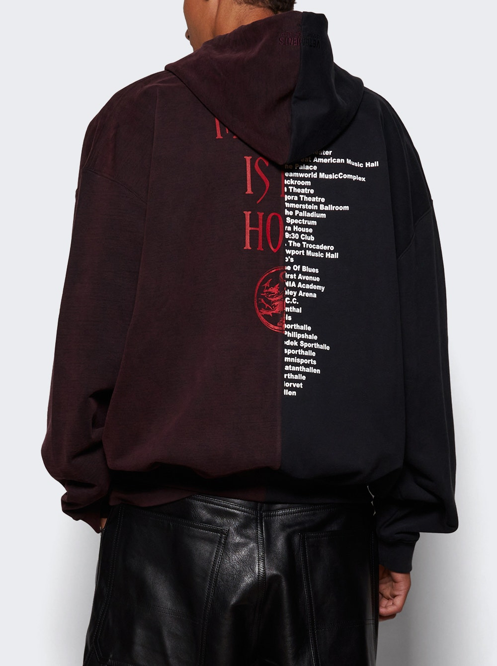 Cut-up Oversized Zip-up Hoodie Black And Red - 4