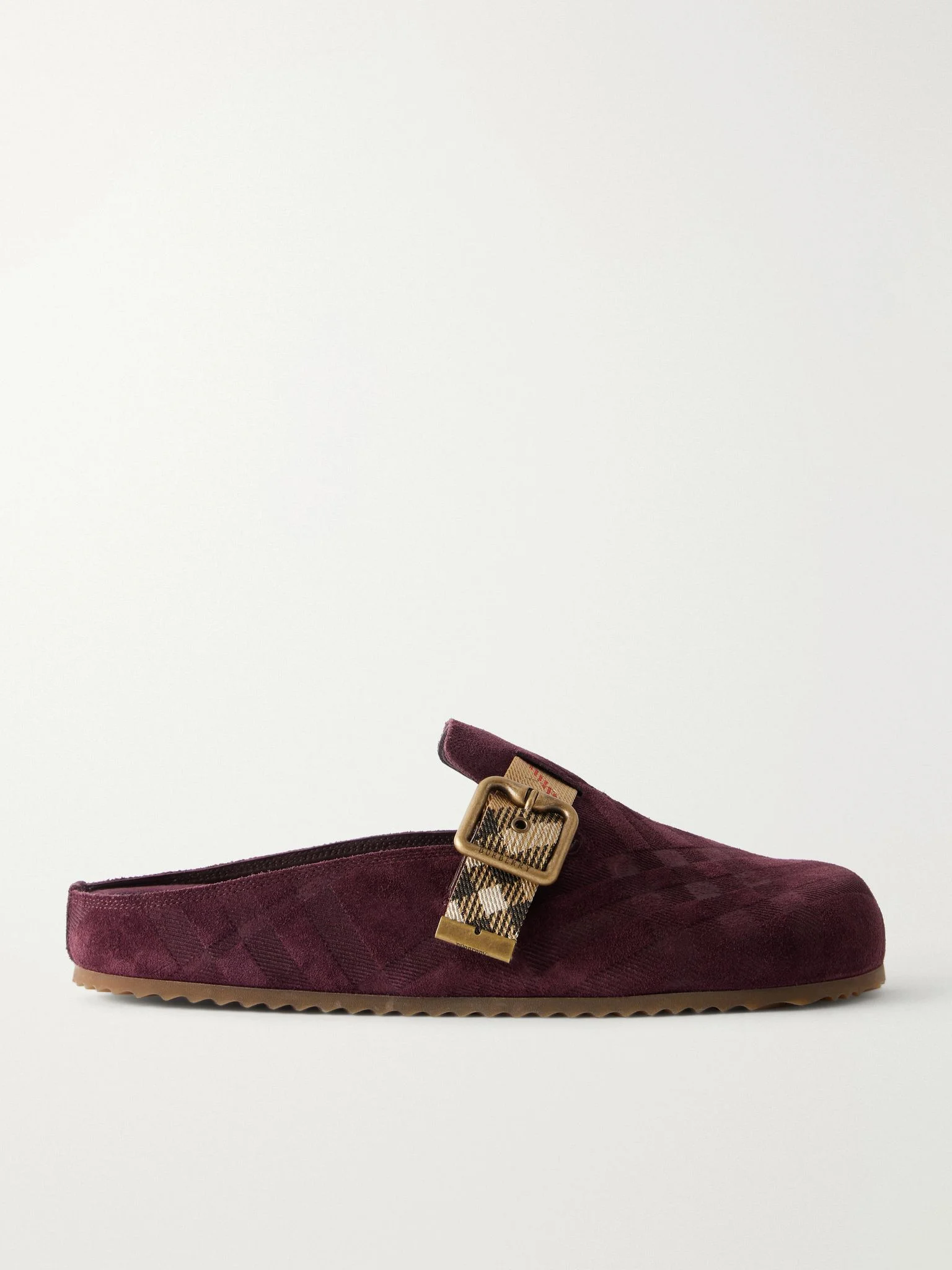 Urchin Check suede clog Burgundy - 1