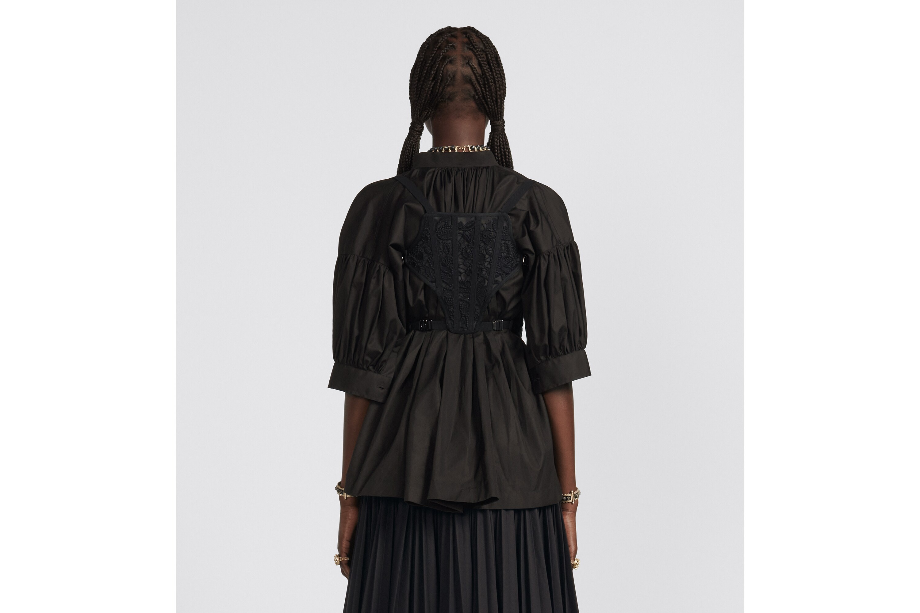 Three-Quarter Sleeve Pleated Blouse - 6