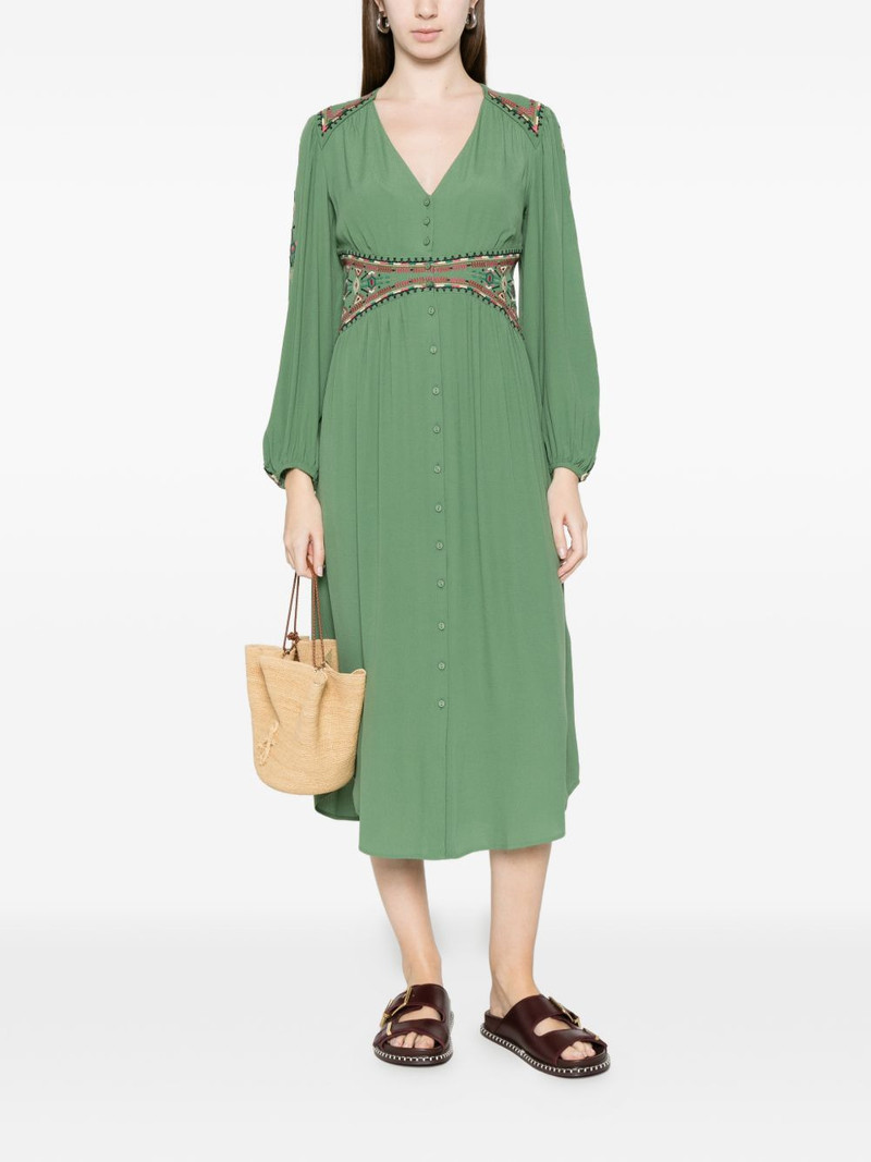 ba&sh Robe Tina embroidery buttoned midi dress outlook