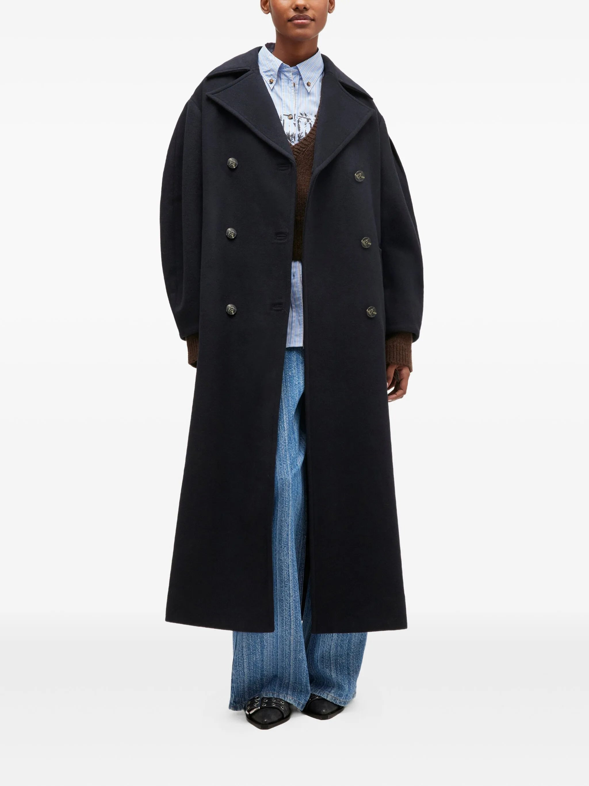 Ganni Balloon-sleeves Double-breasted Coat - 2