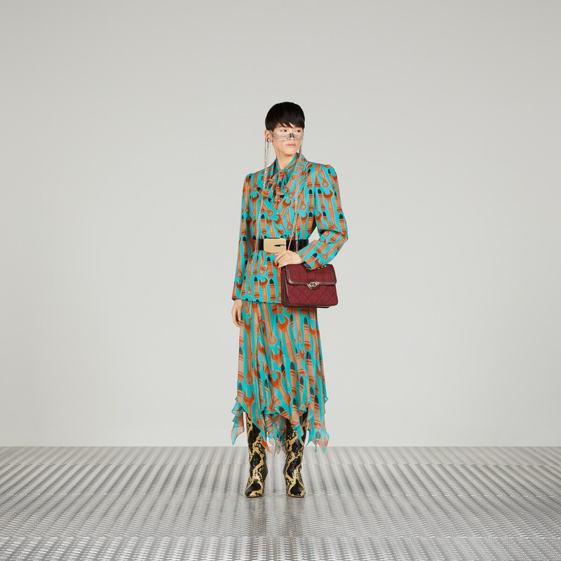 GUCCI Lipstick and tool print silk jacket outlook
