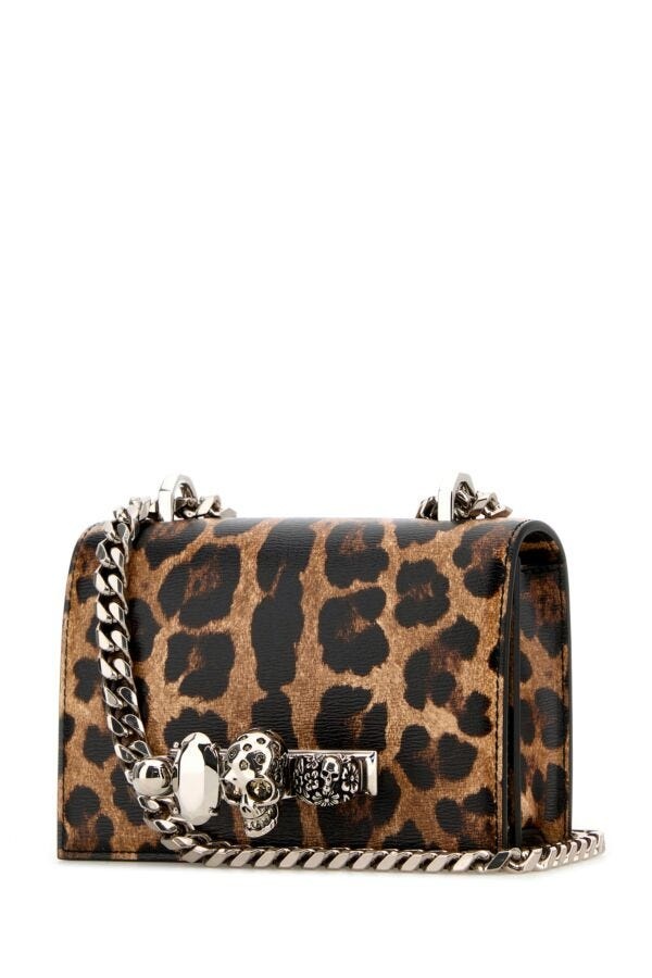 Alexander McQueen Printed synthetic leather Jewelled Satchel