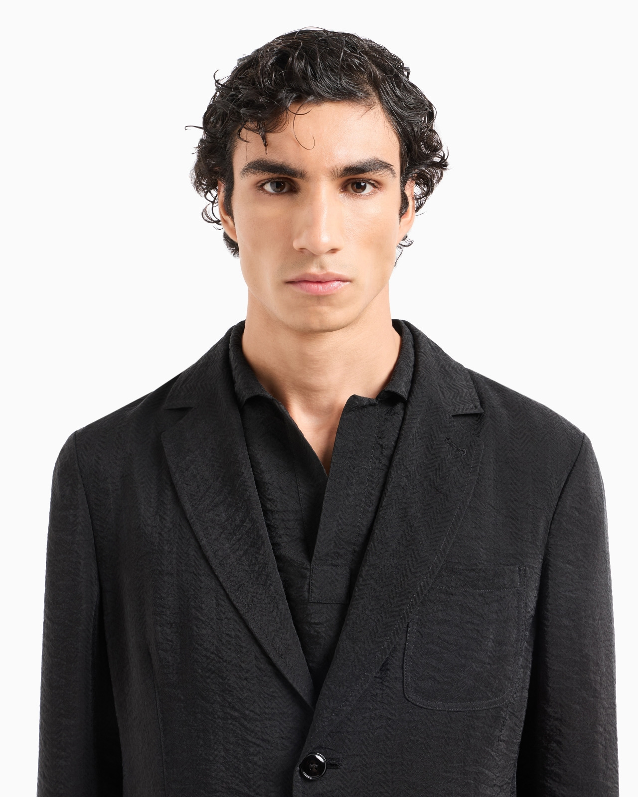 SINGLE-BREASTED JACKET IN JACQUARD CUPRO - 5