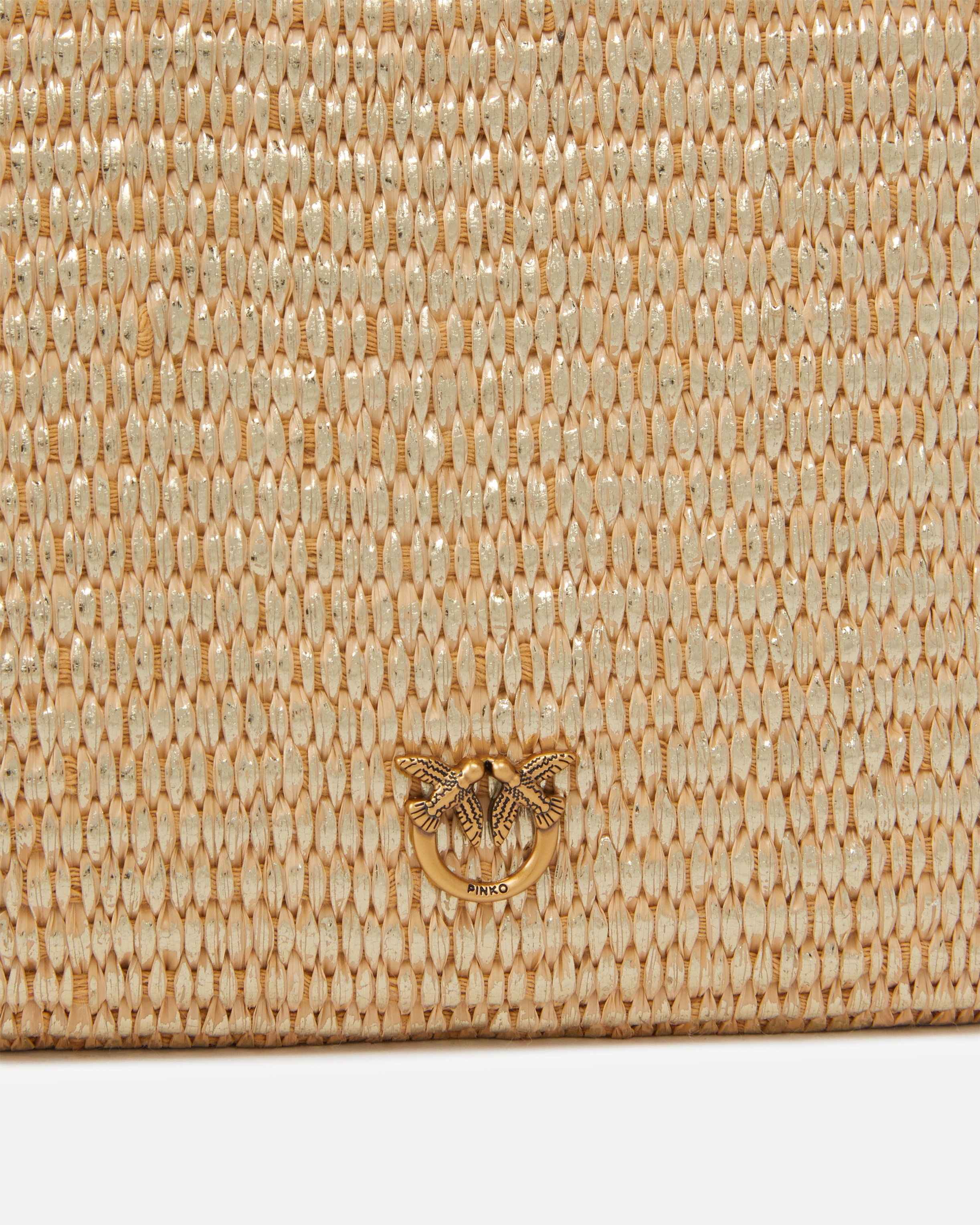 SMALL FLAT LAMINATED RAFFIA HANDBAG WITH SHOULDER STRAP - 3