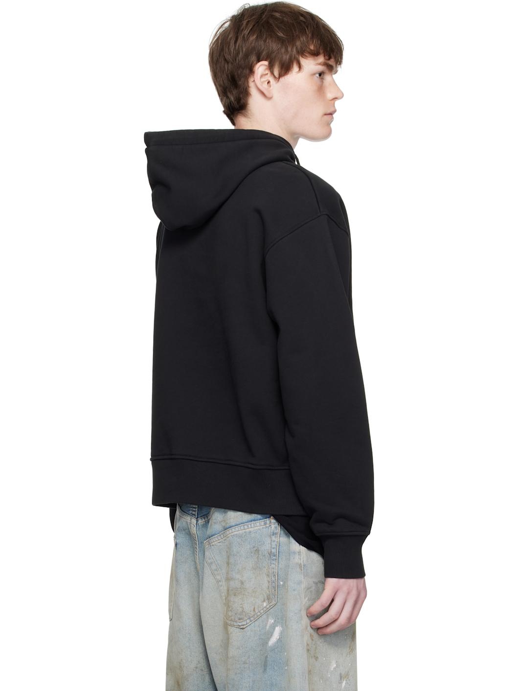Black Printed Fire Hoodie - 3