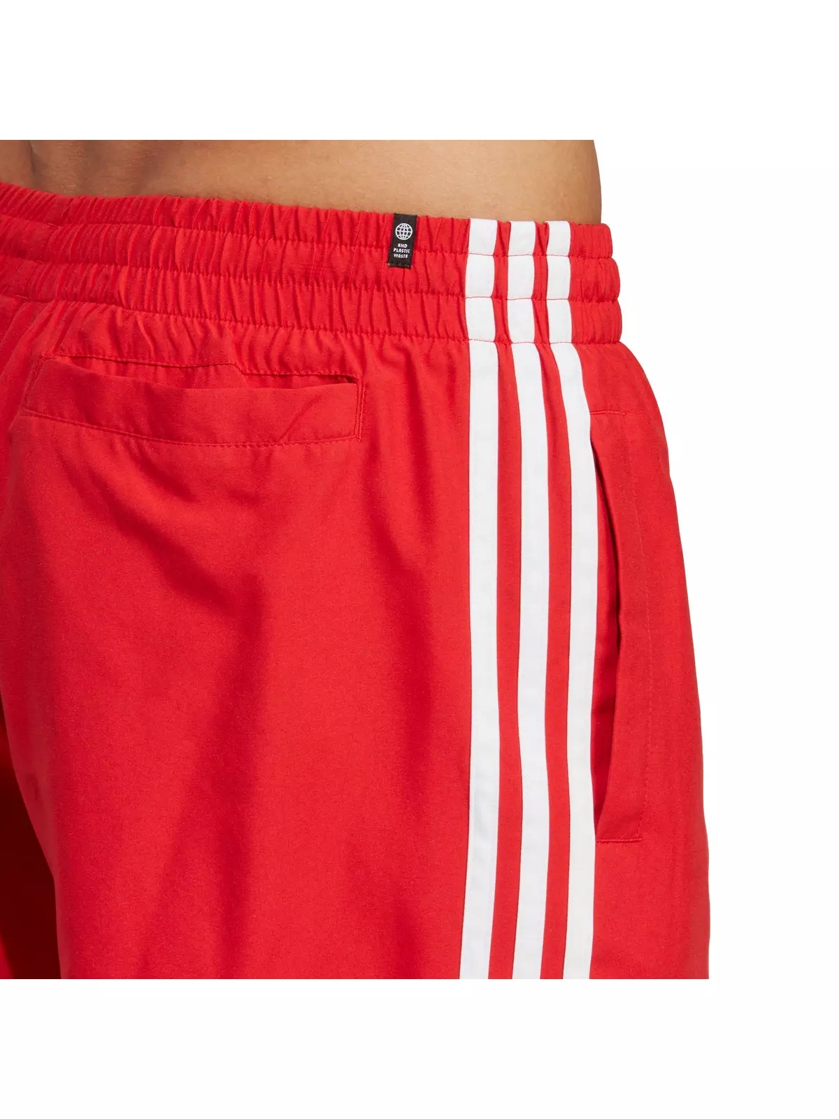 Men's Trefoil 3-Stripe Swim Shorts-Red/White - 4