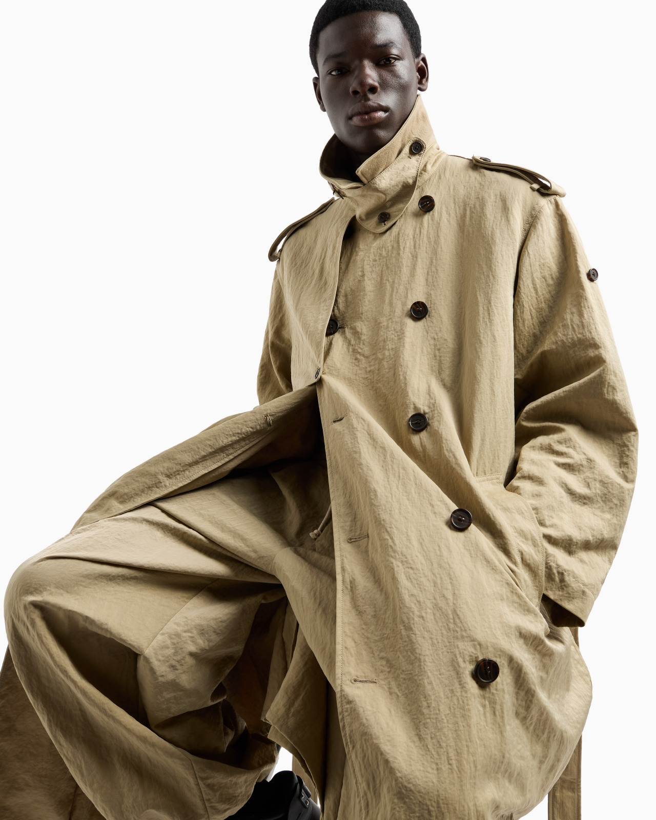 WIDE TROUSERS IN TECHNICAL FABRIC WITH DRAWSTRING AT THE HEM - 6