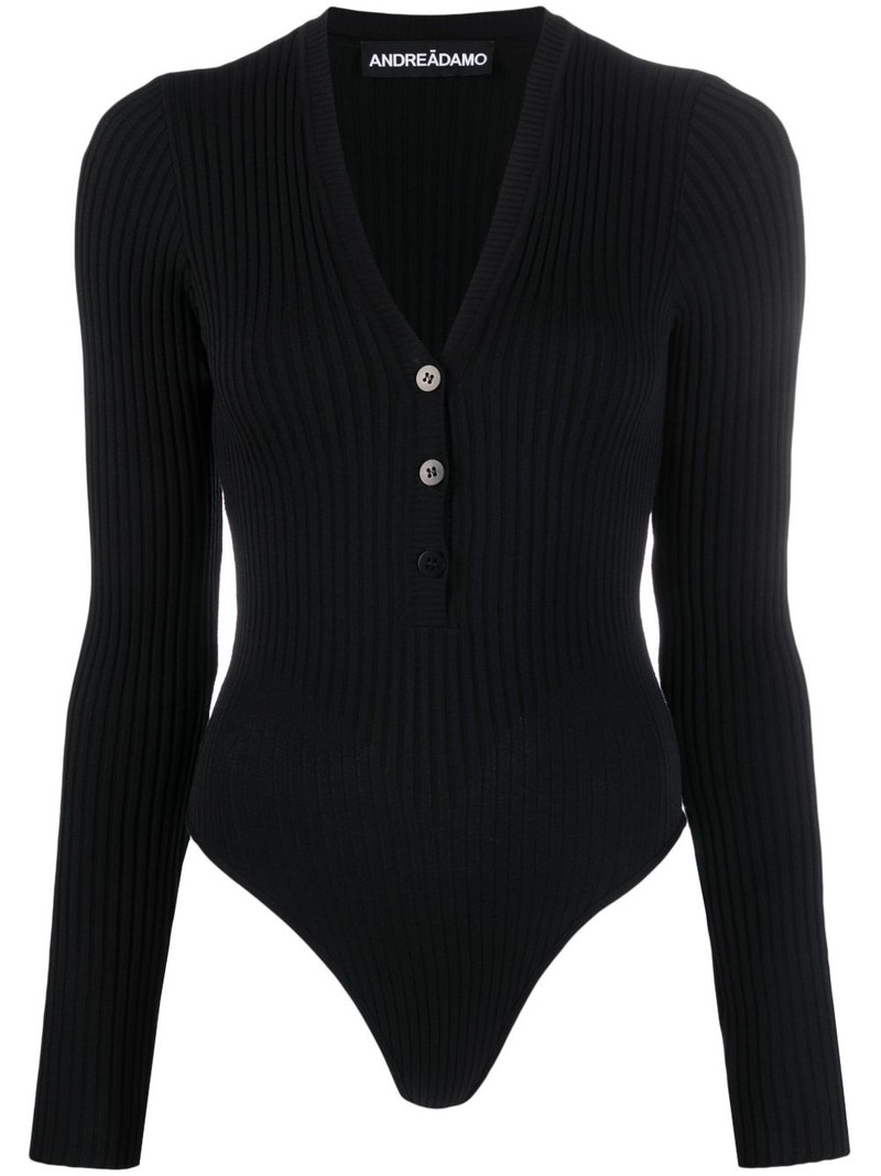 long-sleeve ribbed-knit bodysuit 1