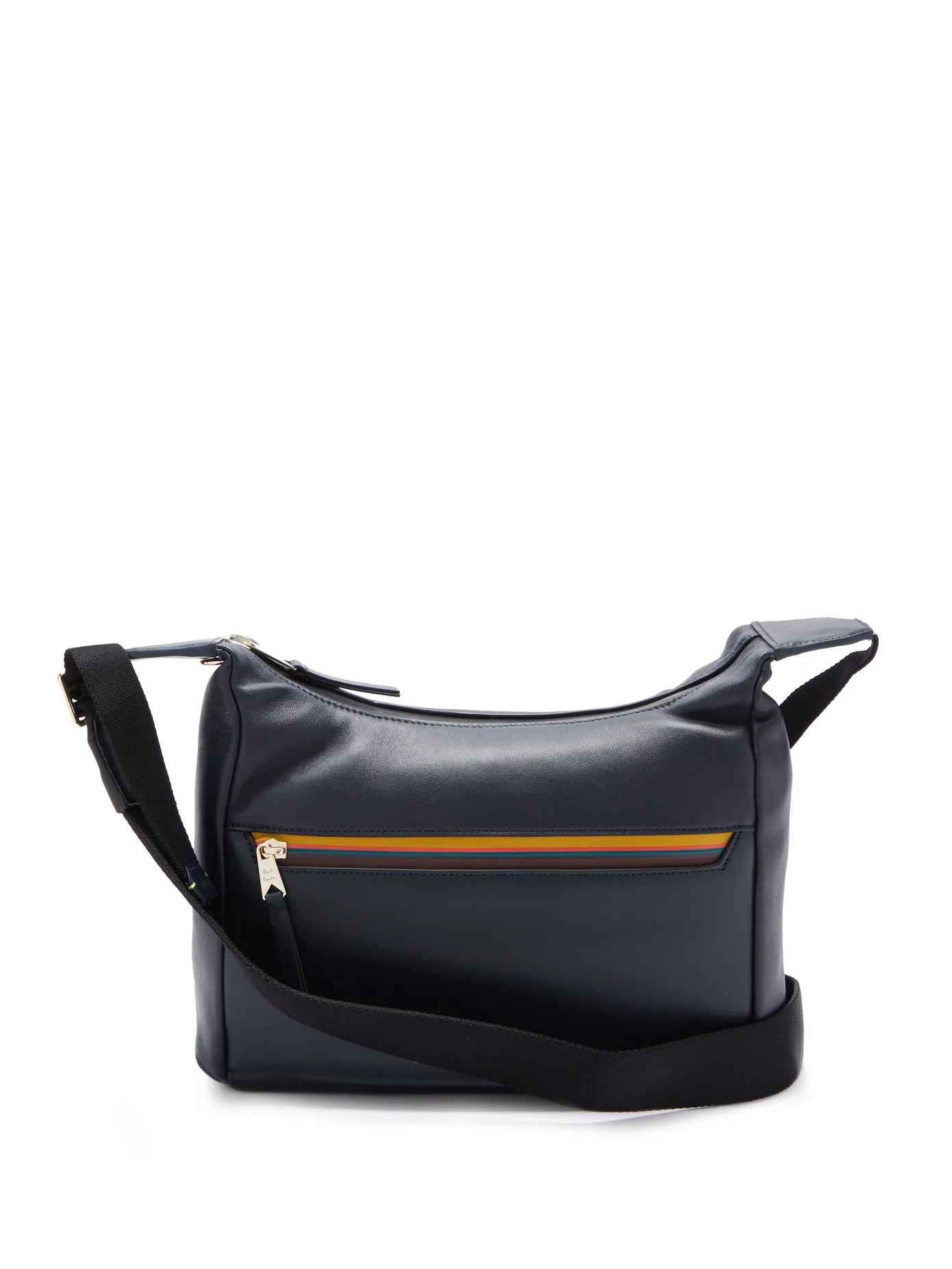 Logo-stripe leather cross-body bag - 1