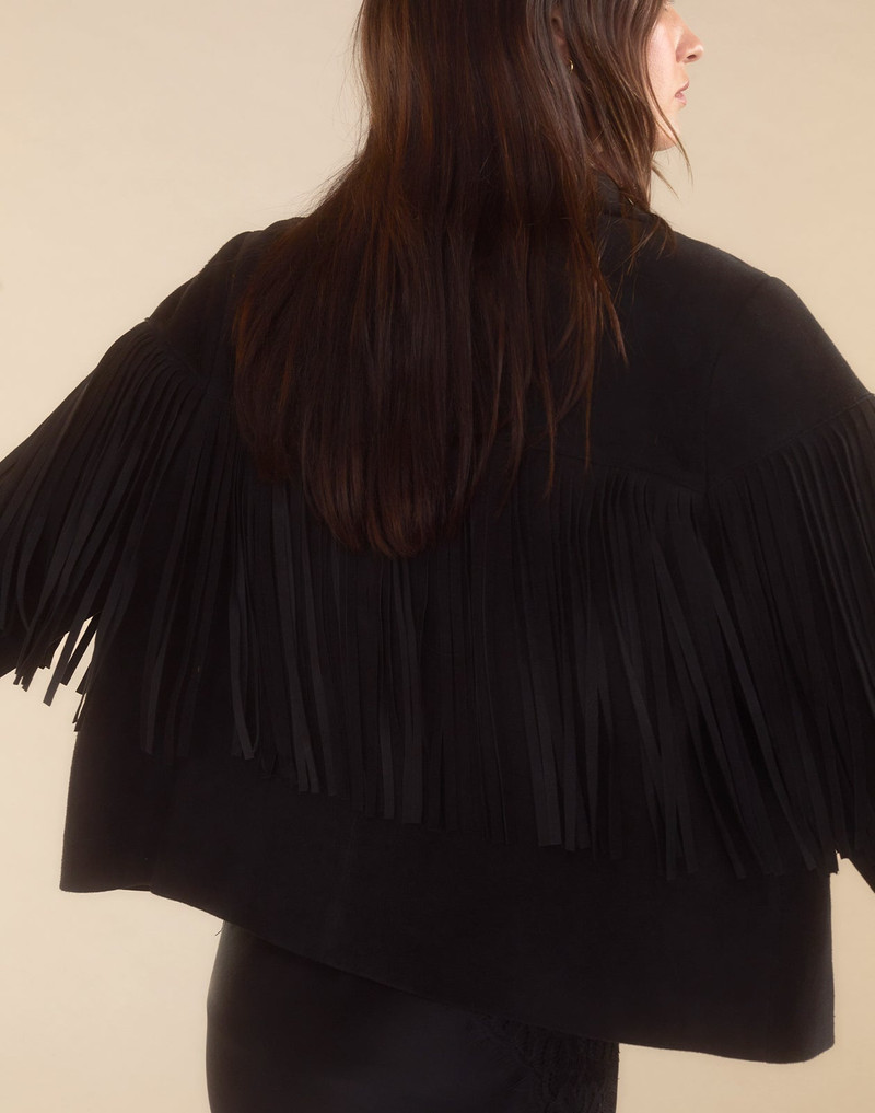 Carrie Cropped Fringe Suede Jacket 7