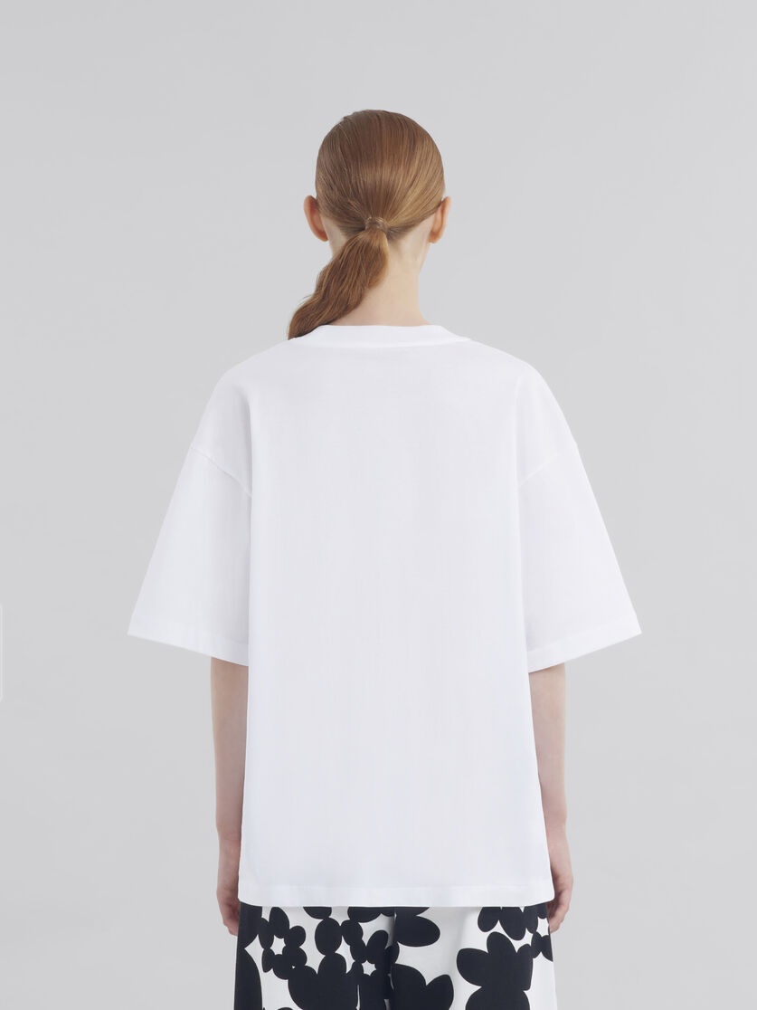 WHITE COTTON T-SHIRT WITH DAISY GARDEN PRINT - 3