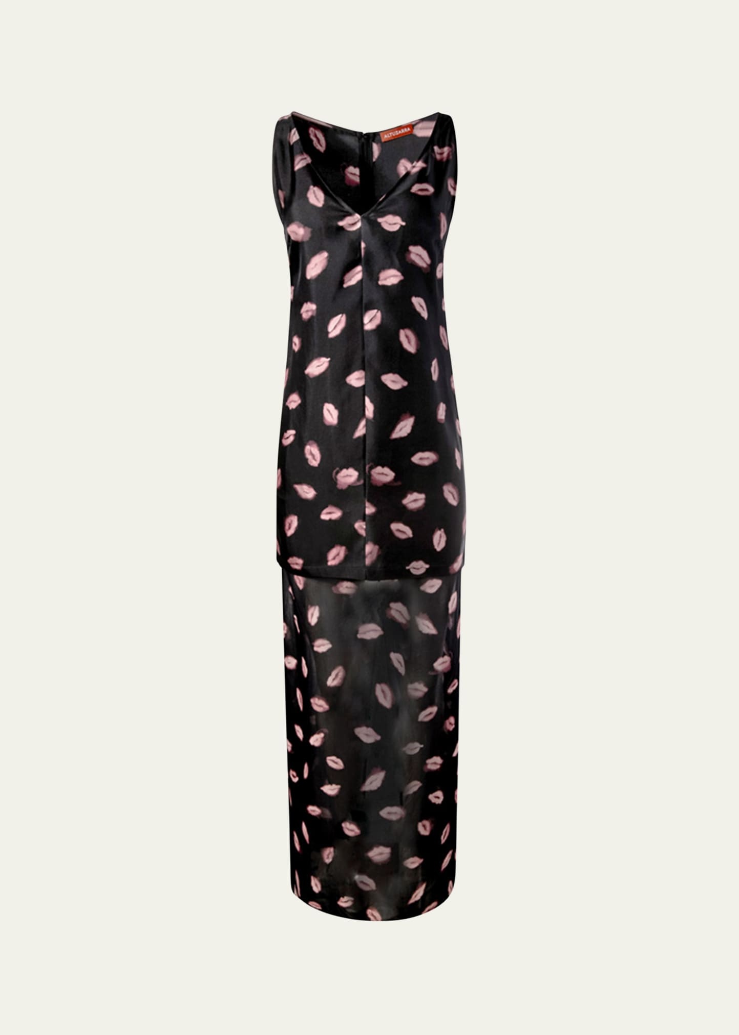 Katrin Lip-Print Silk Maxi Dress - 1