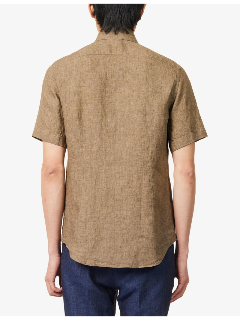 Short-Sleeve Logo-Embroidered Linen Shirt 4