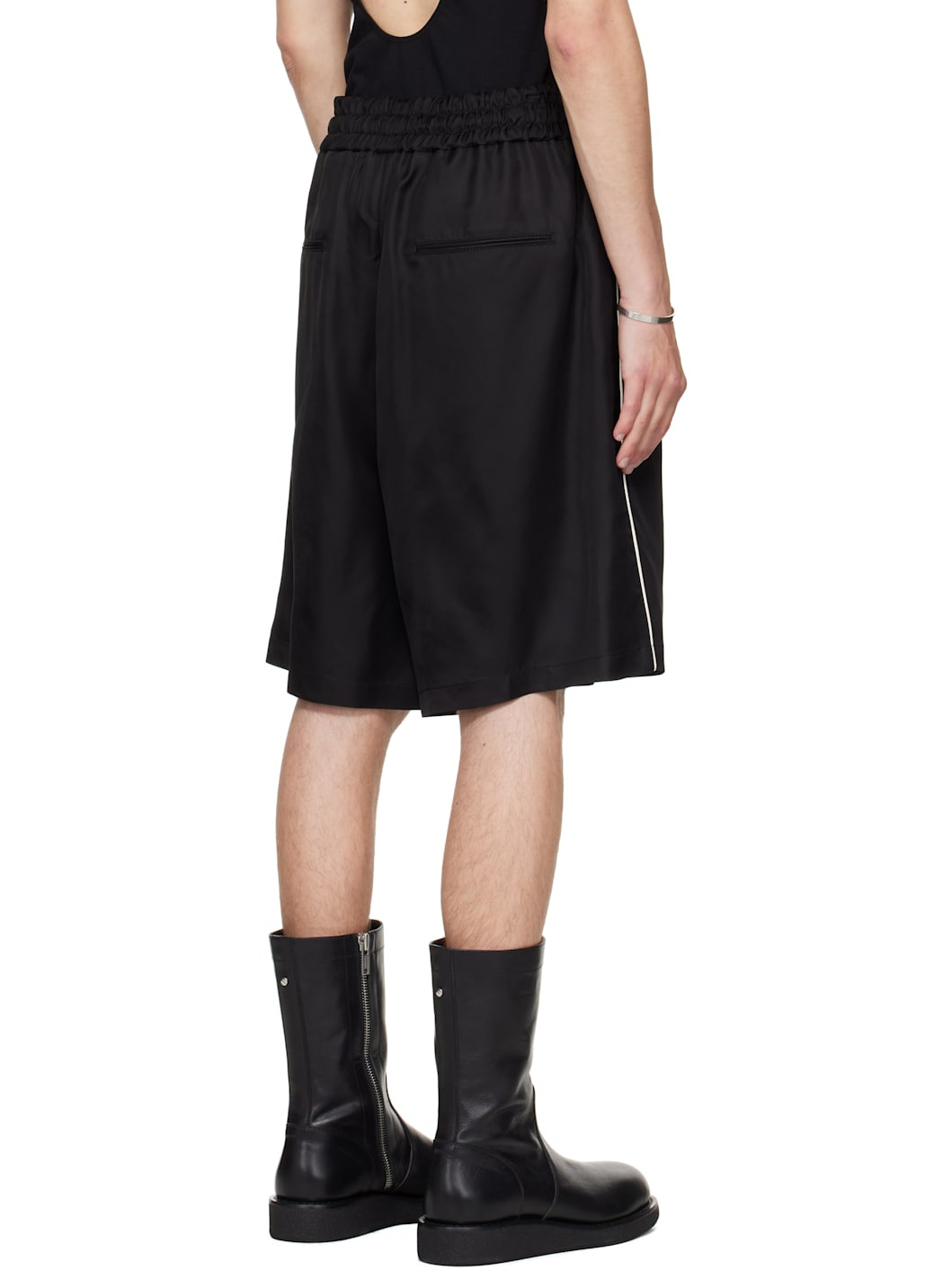 Black Fluid Viscose Shorts - 3