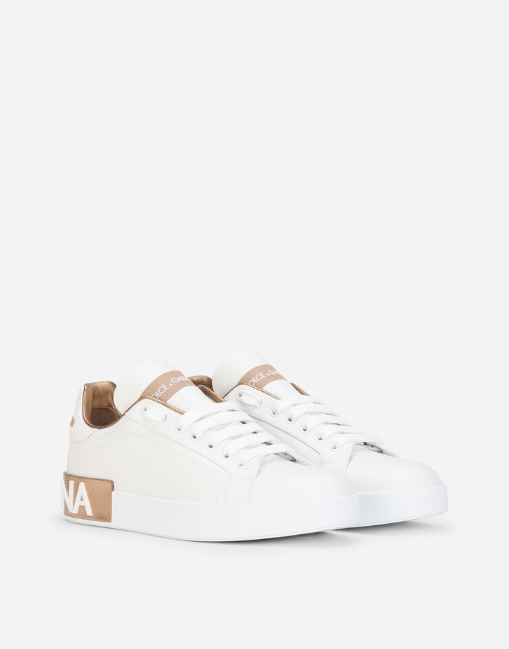 Calfskin nappa Portofino sneakers with lamé details - 2